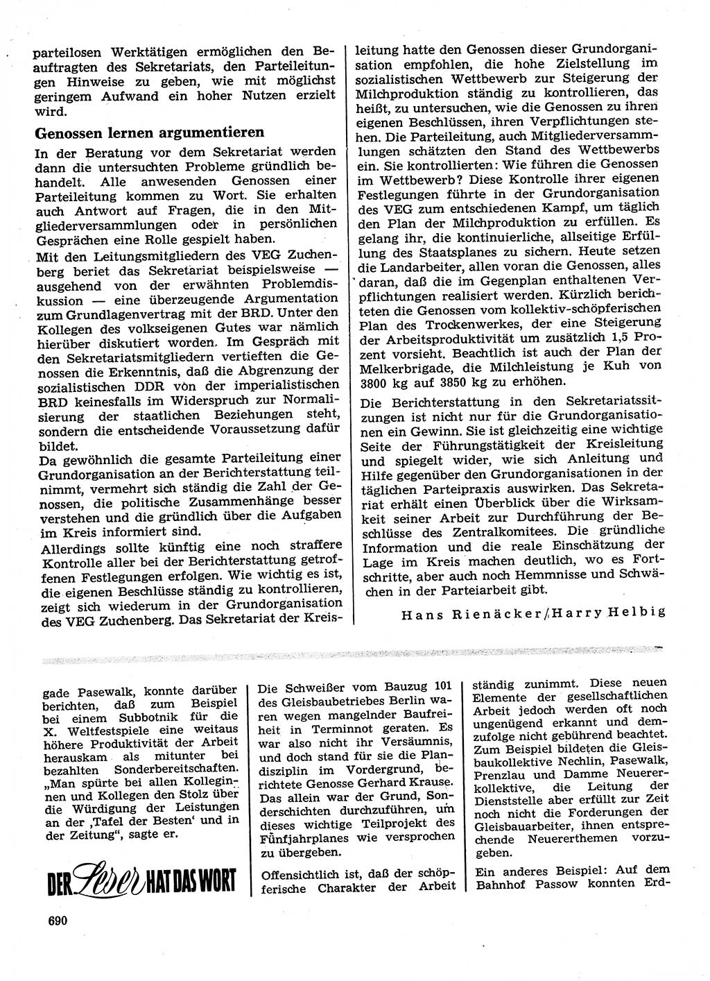 Neuer Weg (NW), Organ des Zentralkomitees (ZK) der SED (Sozialistische Einheitspartei Deutschlands) für Fragen des Parteilebens, 28. Jahrgang [Deutsche Demokratische Republik (DDR)] 1973, Seite 690 (NW ZK SED DDR 1973, S. 690)