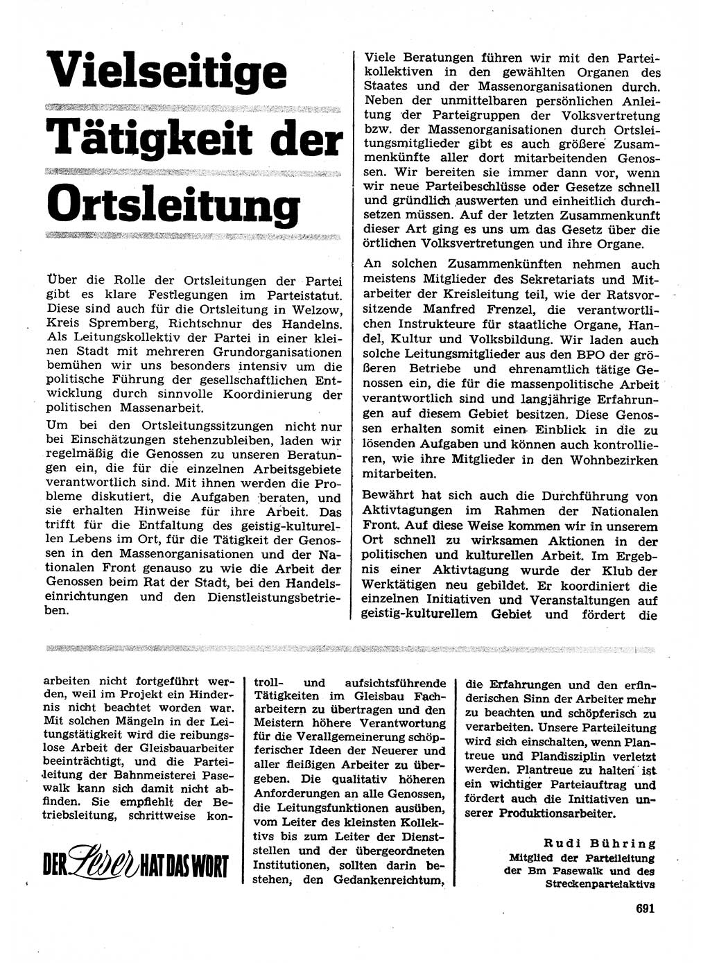 Neuer Weg (NW), Organ des Zentralkomitees (ZK) der SED (Sozialistische Einheitspartei Deutschlands) für Fragen des Parteilebens, 28. Jahrgang [Deutsche Demokratische Republik (DDR)] 1973, Seite 691 (NW ZK SED DDR 1973, S. 691)