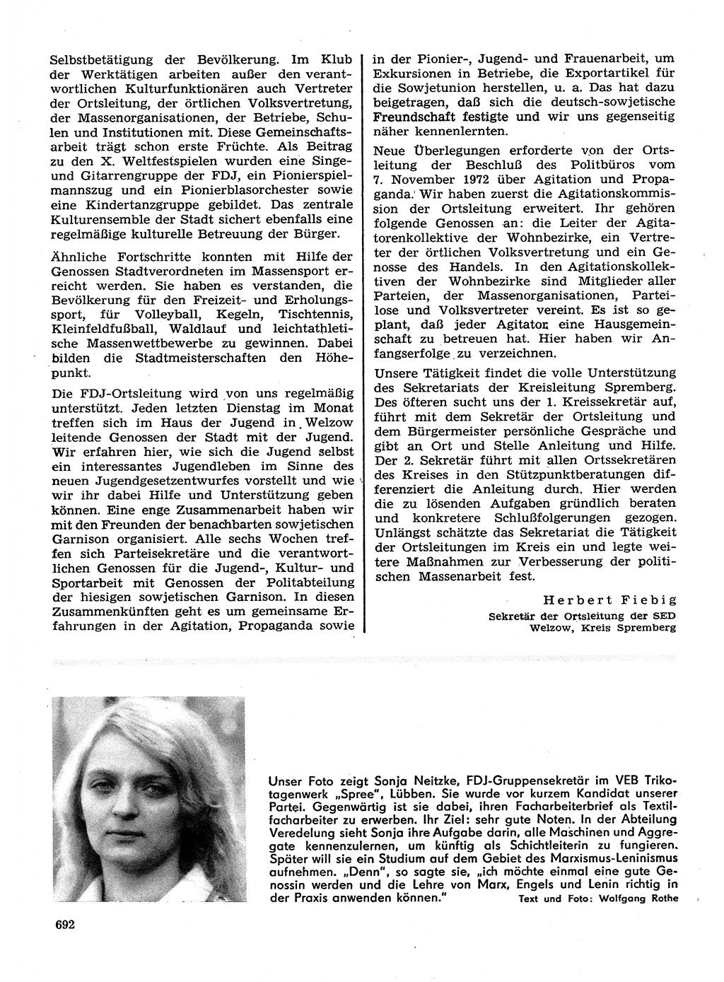 Neuer Weg (NW), Organ des Zentralkomitees (ZK) der SED (Sozialistische Einheitspartei Deutschlands) für Fragen des Parteilebens, 28. Jahrgang [Deutsche Demokratische Republik (DDR)] 1973, Seite 692 (NW ZK SED DDR 1973, S. 692)