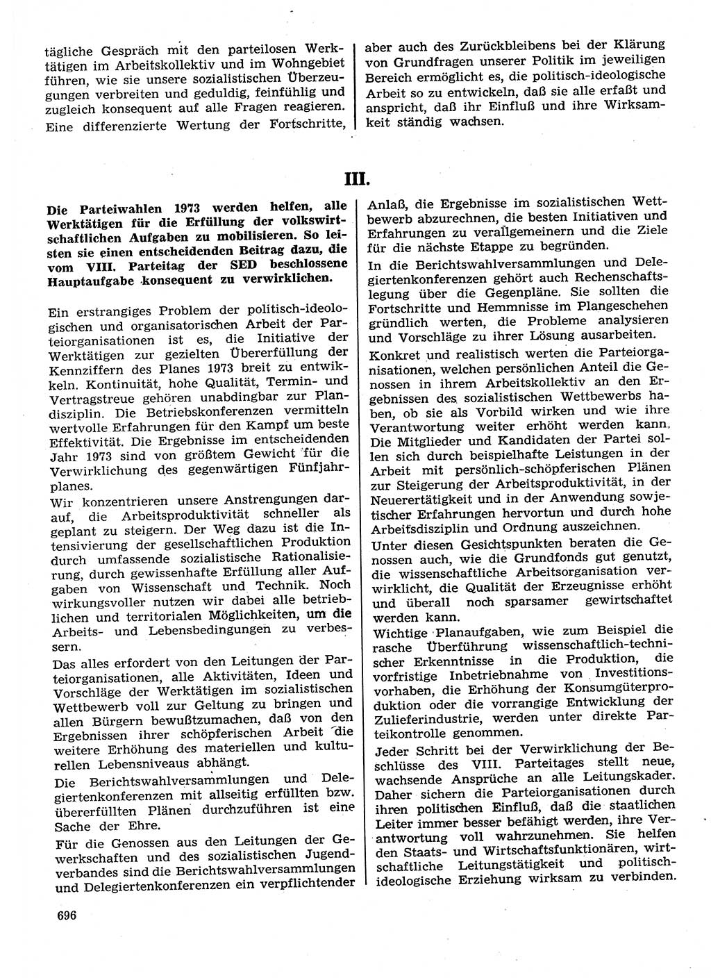 Neuer Weg (NW), Organ des Zentralkomitees (ZK) der SED (Sozialistische Einheitspartei Deutschlands) für Fragen des Parteilebens, 28. Jahrgang [Deutsche Demokratische Republik (DDR)] 1973, Seite 696 (NW ZK SED DDR 1973, S. 696)