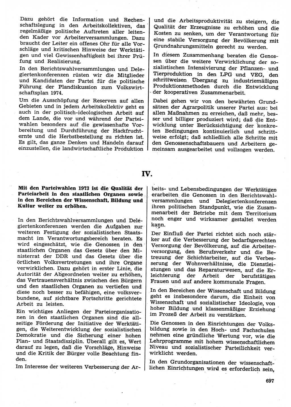 Neuer Weg (NW), Organ des Zentralkomitees (ZK) der SED (Sozialistische Einheitspartei Deutschlands) für Fragen des Parteilebens, 28. Jahrgang [Deutsche Demokratische Republik (DDR)] 1973, Seite 697 (NW ZK SED DDR 1973, S. 697)