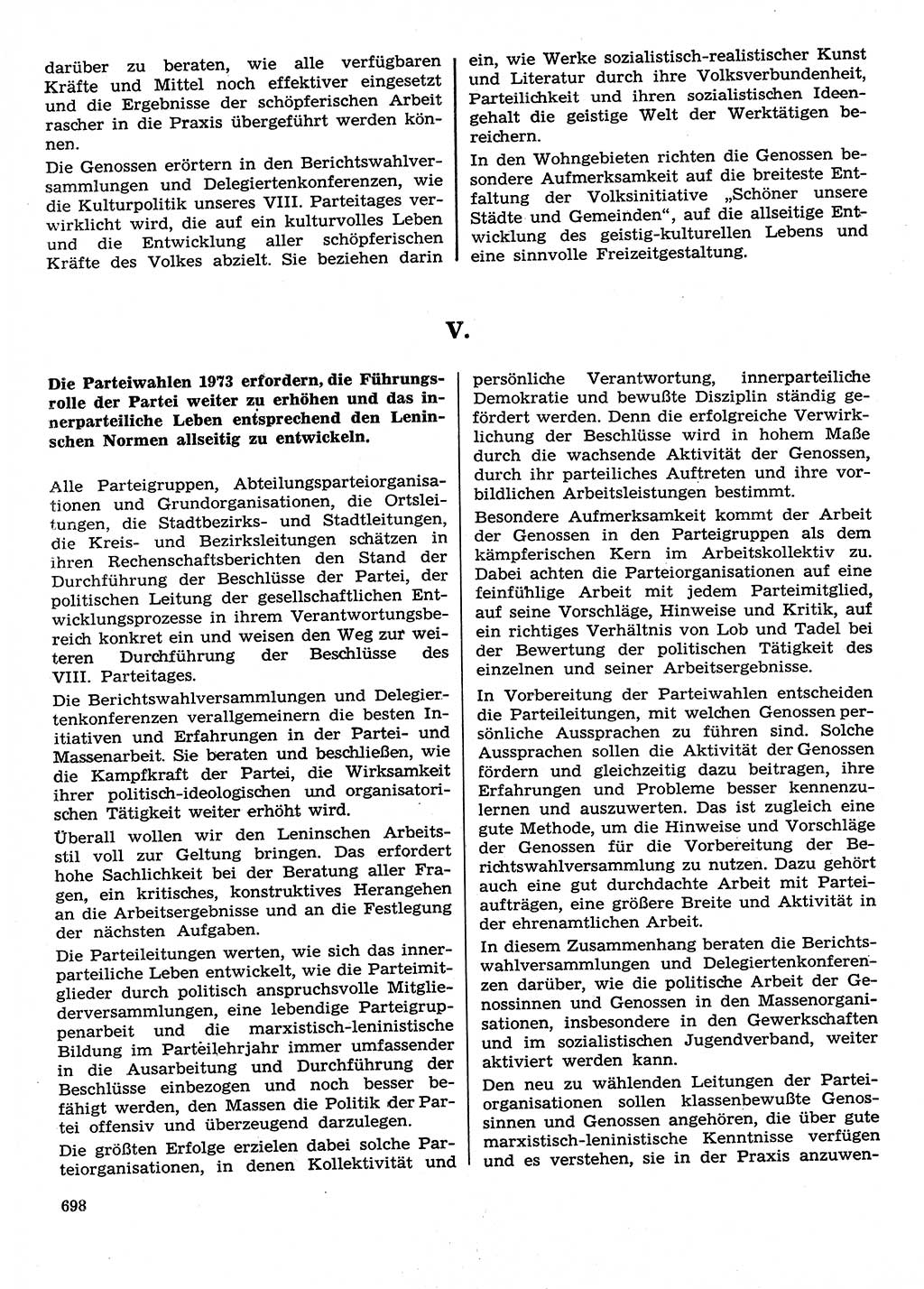 Neuer Weg (NW), Organ des Zentralkomitees (ZK) der SED (Sozialistische Einheitspartei Deutschlands) für Fragen des Parteilebens, 28. Jahrgang [Deutsche Demokratische Republik (DDR)] 1973, Seite 698 (NW ZK SED DDR 1973, S. 698)