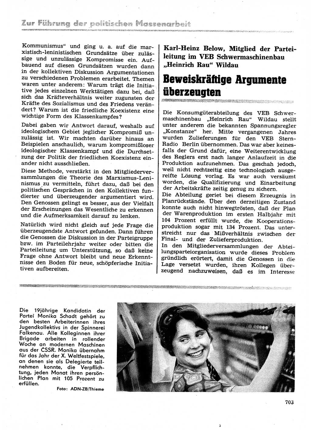 Neuer Weg (NW), Organ des Zentralkomitees (ZK) der SED (Sozialistische Einheitspartei Deutschlands) für Fragen des Parteilebens, 28. Jahrgang [Deutsche Demokratische Republik (DDR)] 1973, Seite 703 (NW ZK SED DDR 1973, S. 703)