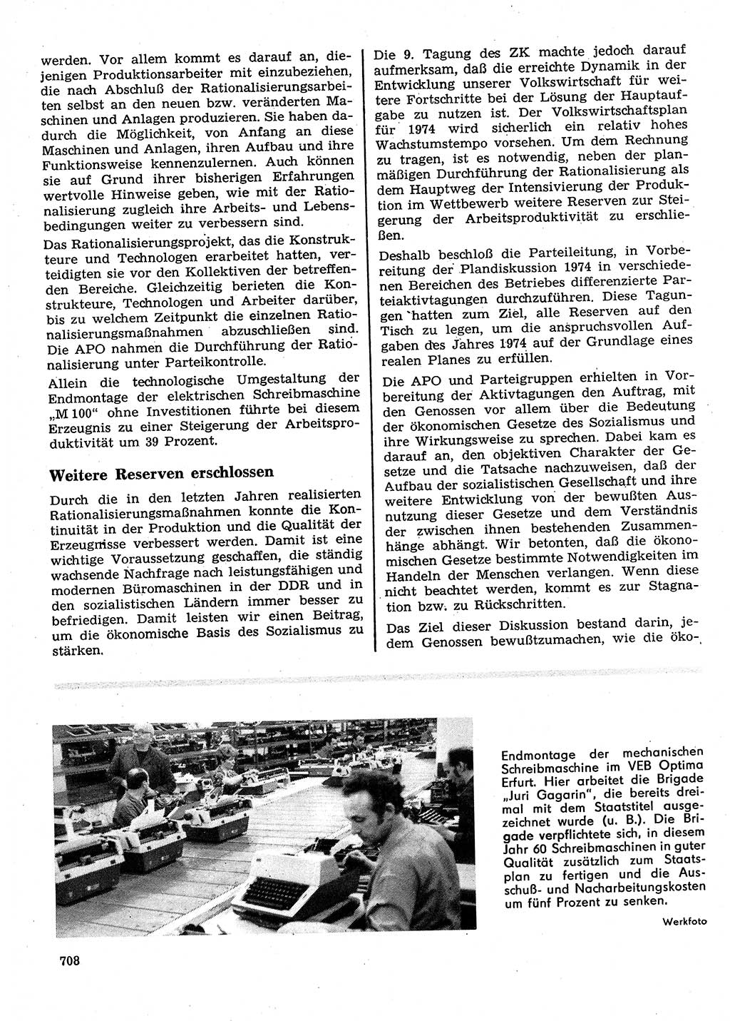 Neuer Weg (NW), Organ des Zentralkomitees (ZK) der SED (Sozialistische Einheitspartei Deutschlands) für Fragen des Parteilebens, 28. Jahrgang [Deutsche Demokratische Republik (DDR)] 1973, Seite 708 (NW ZK SED DDR 1973, S. 708)