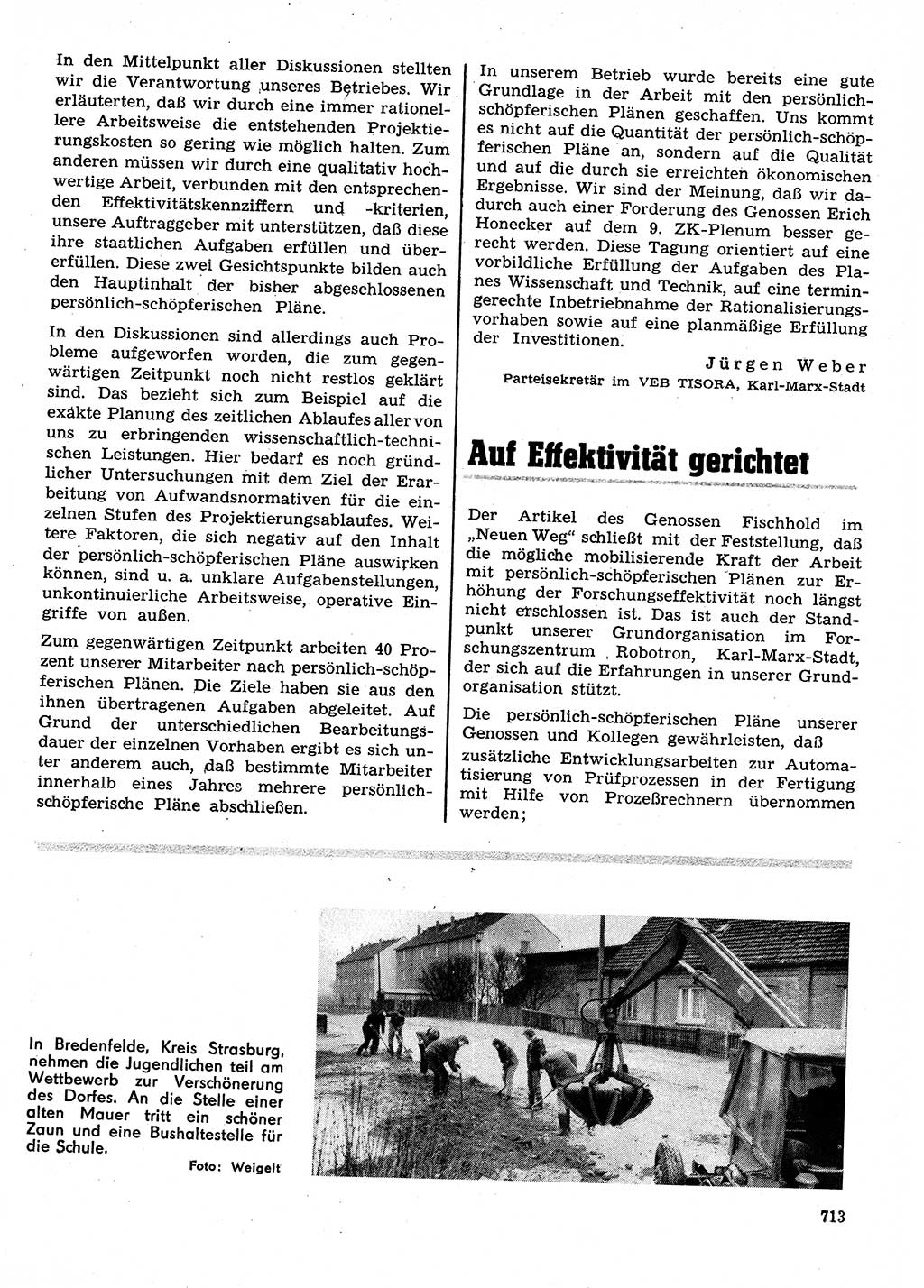 Neuer Weg (NW), Organ des Zentralkomitees (ZK) der SED (Sozialistische Einheitspartei Deutschlands) für Fragen des Parteilebens, 28. Jahrgang [Deutsche Demokratische Republik (DDR)] 1973, Seite 713 (NW ZK SED DDR 1973, S. 713)