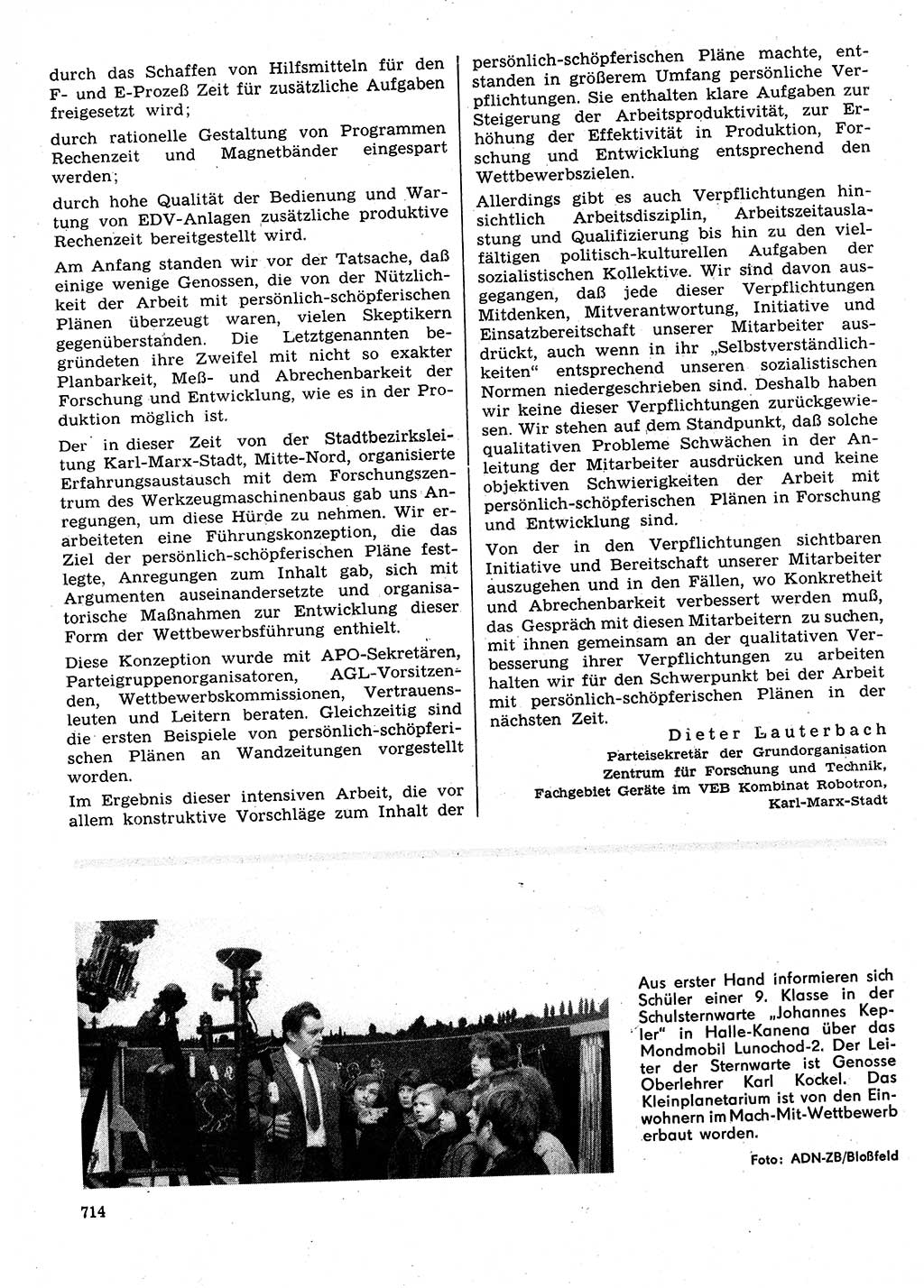 Neuer Weg (NW), Organ des Zentralkomitees (ZK) der SED (Sozialistische Einheitspartei Deutschlands) für Fragen des Parteilebens, 28. Jahrgang [Deutsche Demokratische Republik (DDR)] 1973, Seite 714 (NW ZK SED DDR 1973, S. 714)