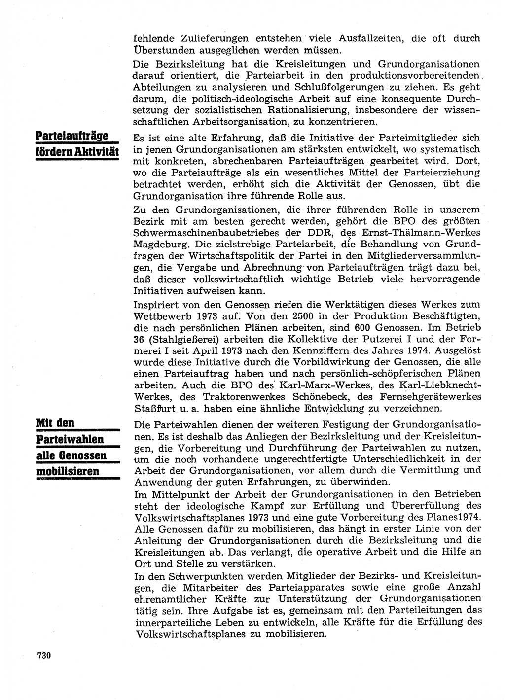 Neuer Weg (NW), Organ des Zentralkomitees (ZK) der SED (Sozialistische Einheitspartei Deutschlands) für Fragen des Parteilebens, 28. Jahrgang [Deutsche Demokratische Republik (DDR)] 1973, Seite 730 (NW ZK SED DDR 1973, S. 730)