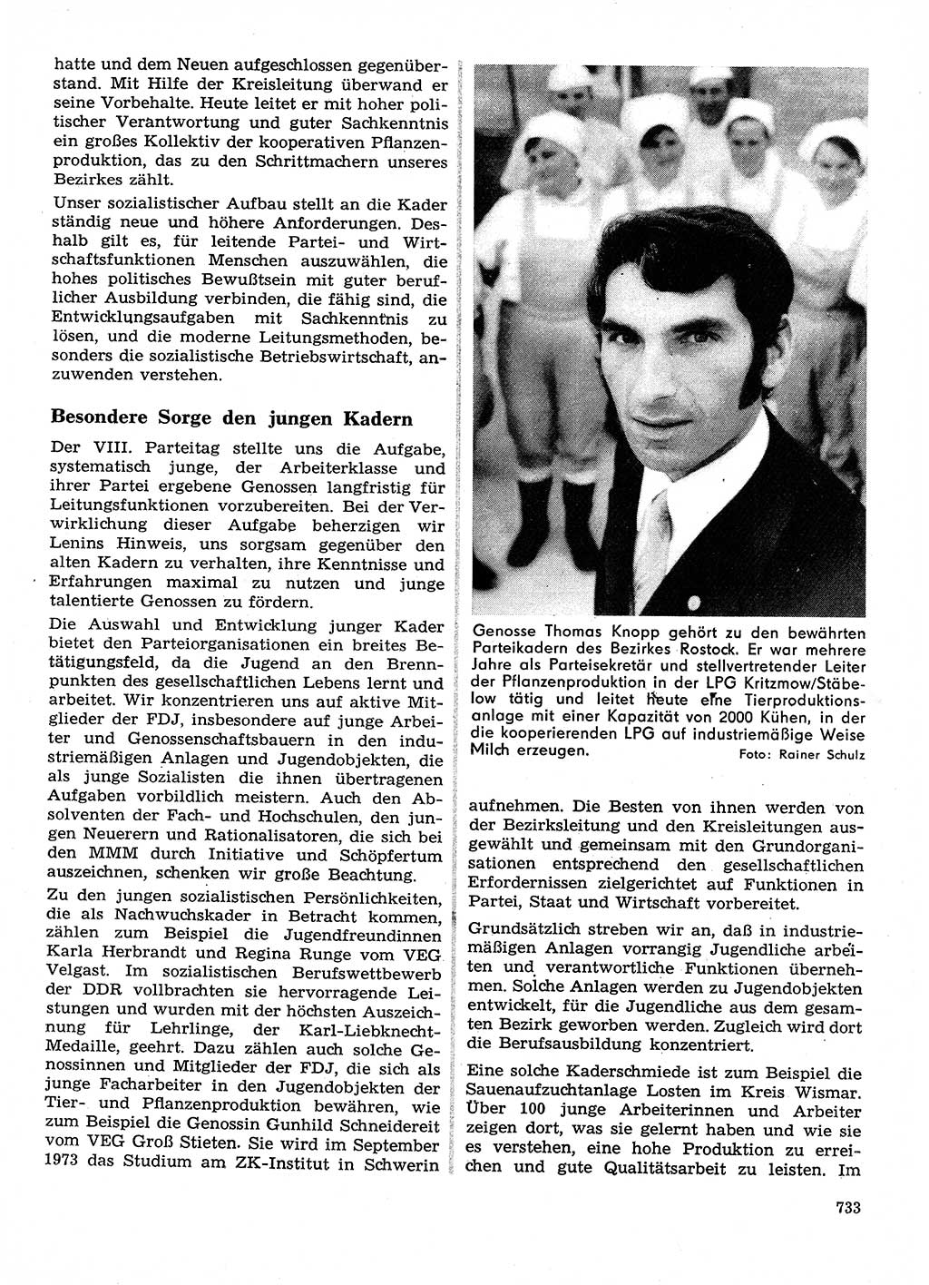 Neuer Weg (NW), Organ des Zentralkomitees (ZK) der SED (Sozialistische Einheitspartei Deutschlands) für Fragen des Parteilebens, 28. Jahrgang [Deutsche Demokratische Republik (DDR)] 1973, Seite 733 (NW ZK SED DDR 1973, S. 733)