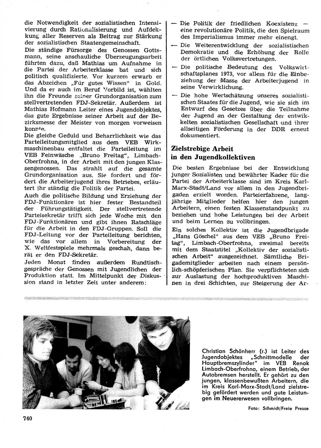 Neuer Weg (NW), Organ des Zentralkomitees (ZK) der SED (Sozialistische Einheitspartei Deutschlands) für Fragen des Parteilebens, 28. Jahrgang [Deutsche Demokratische Republik (DDR)] 1973, Seite 740 (NW ZK SED DDR 1973, S. 740)