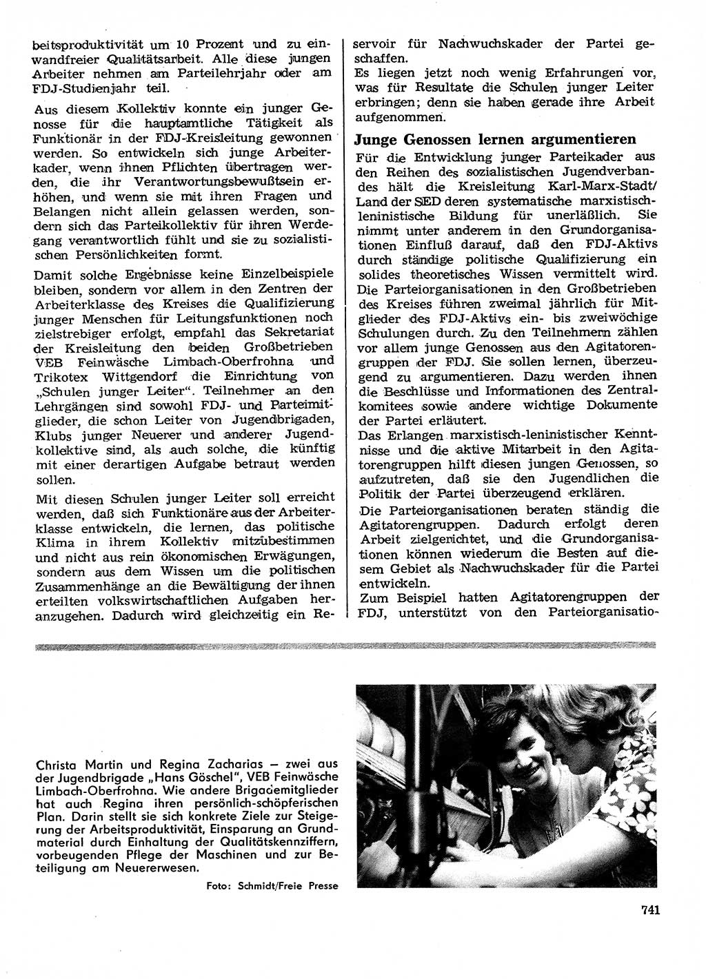 Neuer Weg (NW), Organ des Zentralkomitees (ZK) der SED (Sozialistische Einheitspartei Deutschlands) für Fragen des Parteilebens, 28. Jahrgang [Deutsche Demokratische Republik (DDR)] 1973, Seite 741 (NW ZK SED DDR 1973, S. 741)