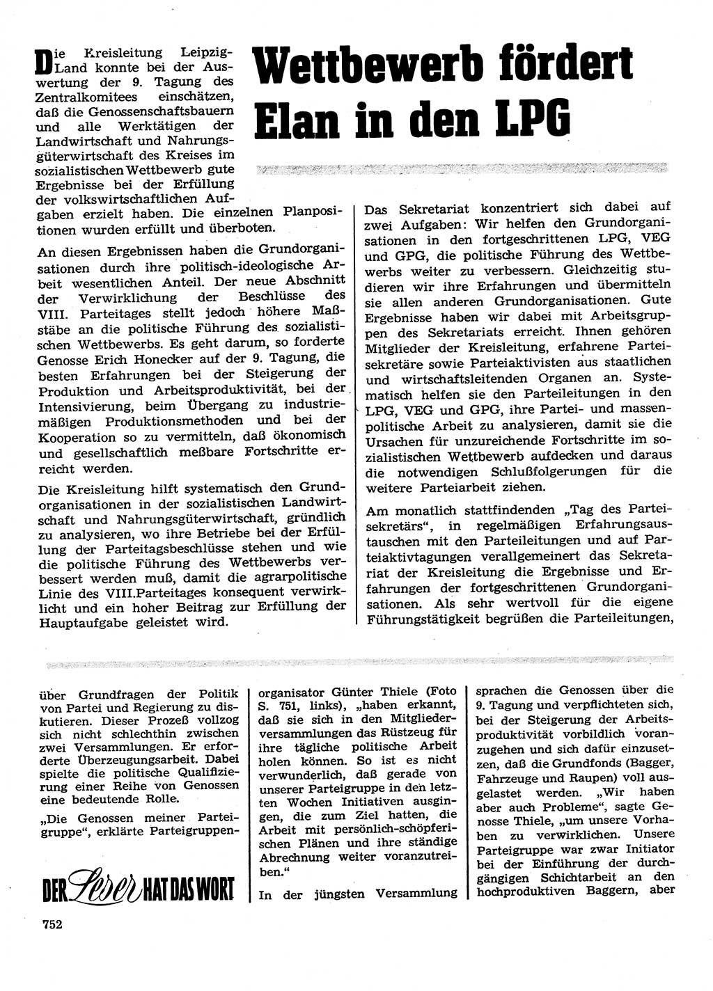 Neuer Weg (NW), Organ des Zentralkomitees (ZK) der SED (Sozialistische Einheitspartei Deutschlands) für Fragen des Parteilebens, 28. Jahrgang [Deutsche Demokratische Republik (DDR)] 1973, Seite 752 (NW ZK SED DDR 1973, S. 752)
