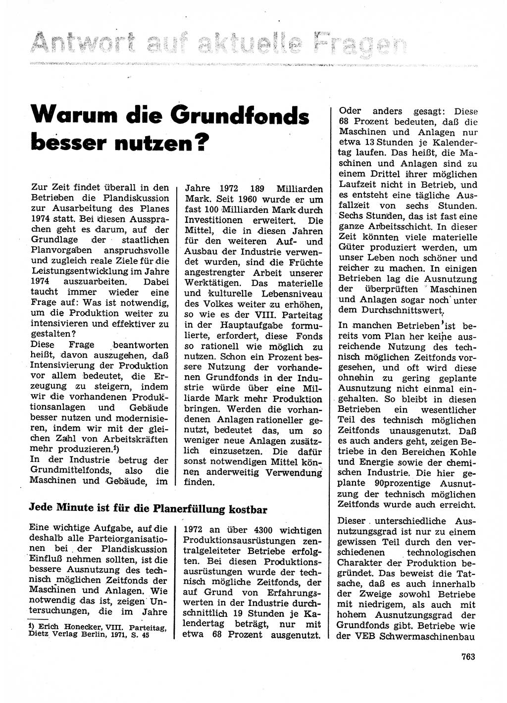 Neuer Weg (NW), Organ des Zentralkomitees (ZK) der SED (Sozialistische Einheitspartei Deutschlands) für Fragen des Parteilebens, 28. Jahrgang [Deutsche Demokratische Republik (DDR)] 1973, Seite 763 (NW ZK SED DDR 1973, S. 763)