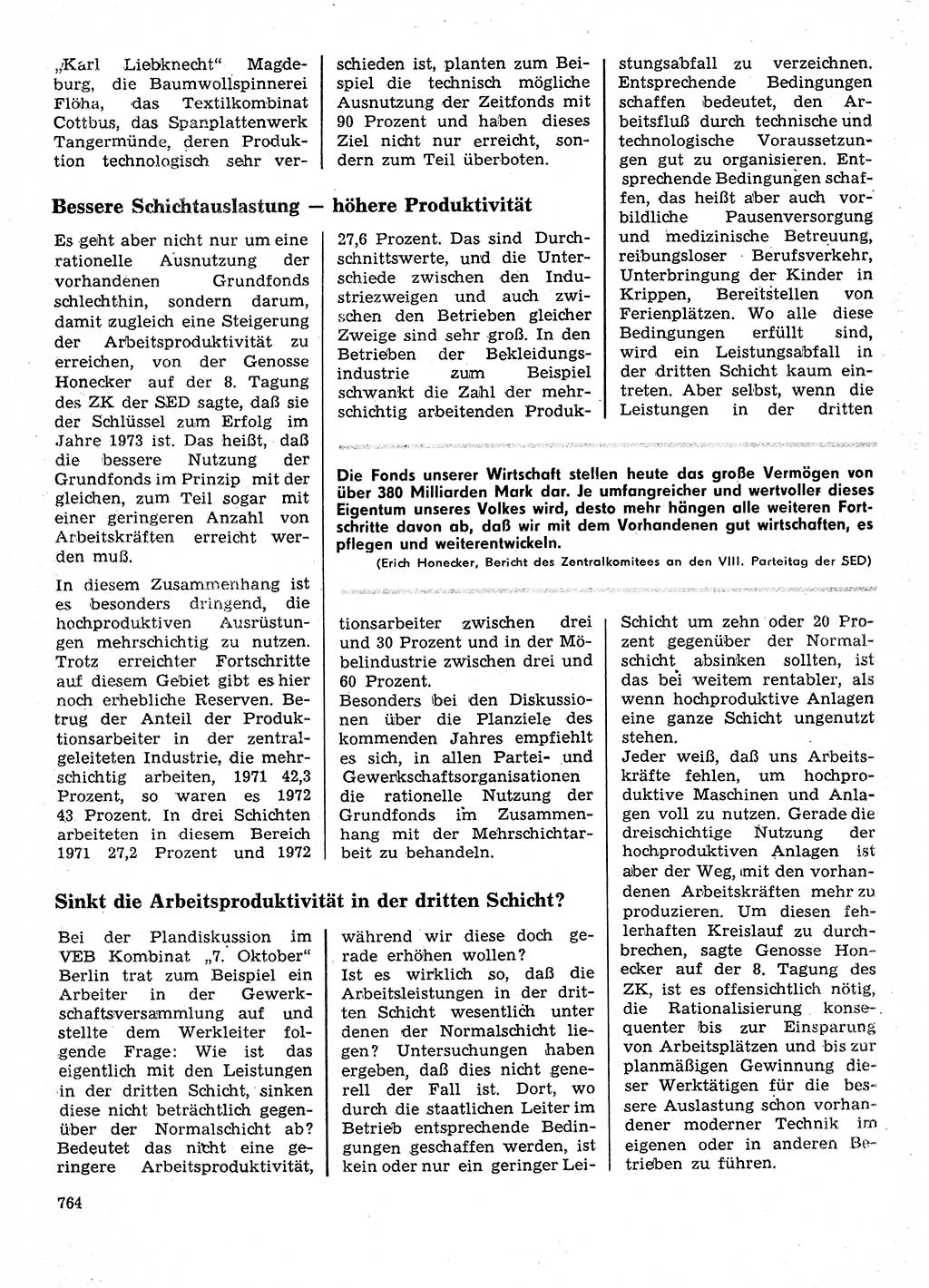 Neuer Weg (NW), Organ des Zentralkomitees (ZK) der SED (Sozialistische Einheitspartei Deutschlands) für Fragen des Parteilebens, 28. Jahrgang [Deutsche Demokratische Republik (DDR)] 1973, Seite 764 (NW ZK SED DDR 1973, S. 764)