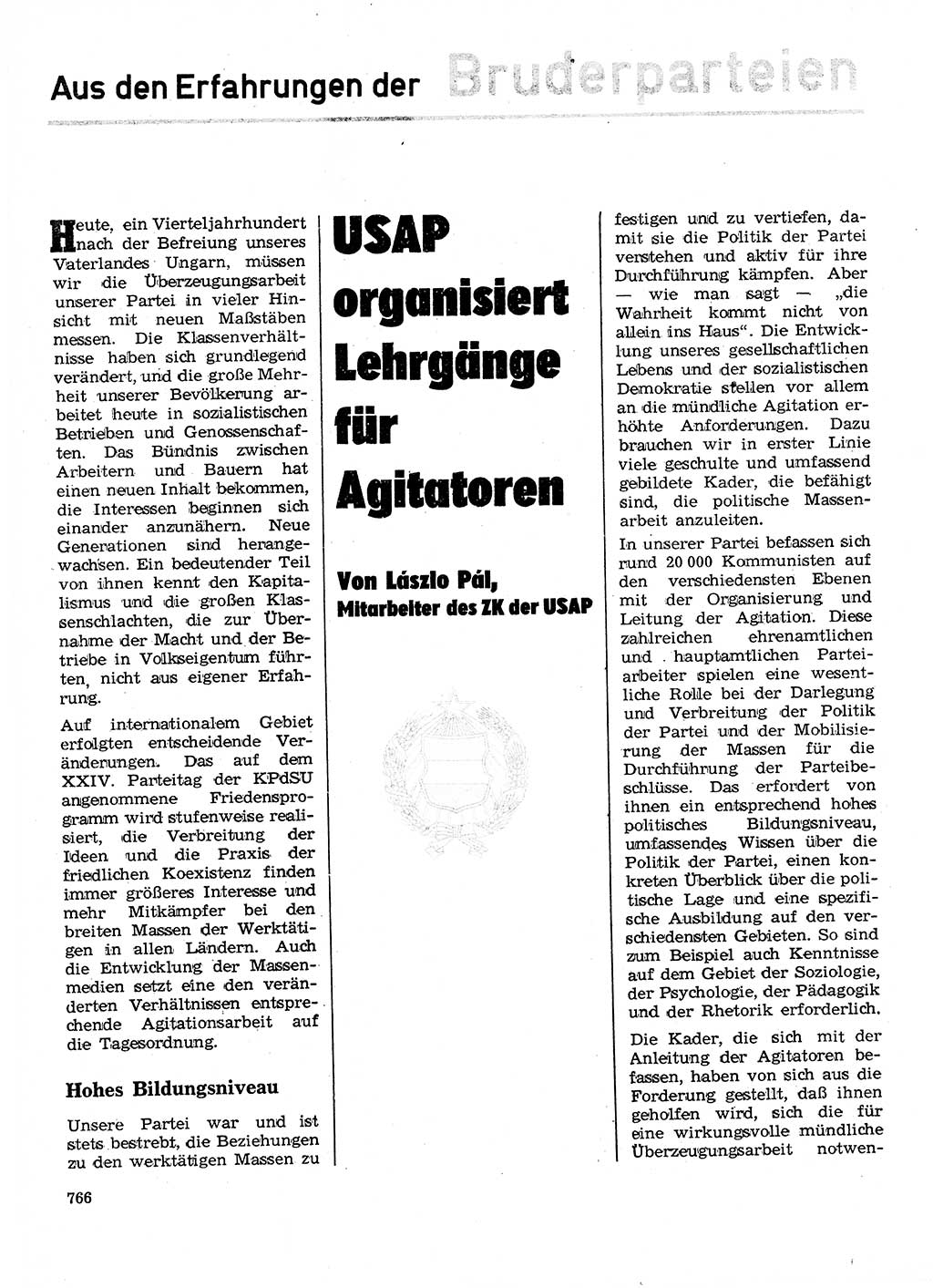 Neuer Weg (NW), Organ des Zentralkomitees (ZK) der SED (Sozialistische Einheitspartei Deutschlands) für Fragen des Parteilebens, 28. Jahrgang [Deutsche Demokratische Republik (DDR)] 1973, Seite 766 (NW ZK SED DDR 1973, S. 766)