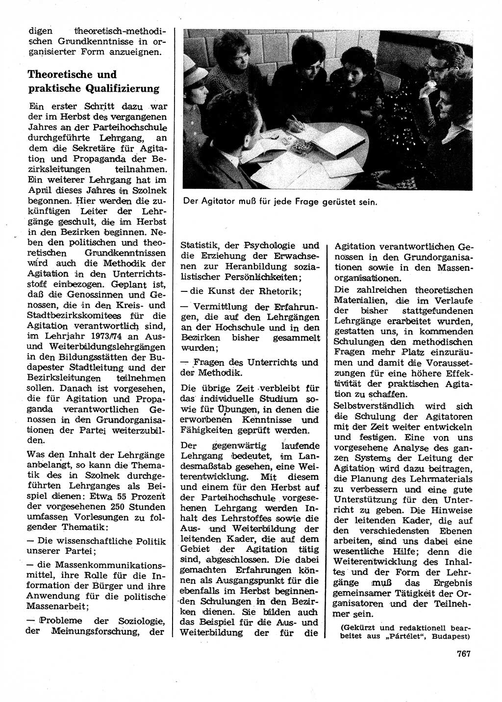 Neuer Weg (NW), Organ des Zentralkomitees (ZK) der SED (Sozialistische Einheitspartei Deutschlands) für Fragen des Parteilebens, 28. Jahrgang [Deutsche Demokratische Republik (DDR)] 1973, Seite 767 (NW ZK SED DDR 1973, S. 767)