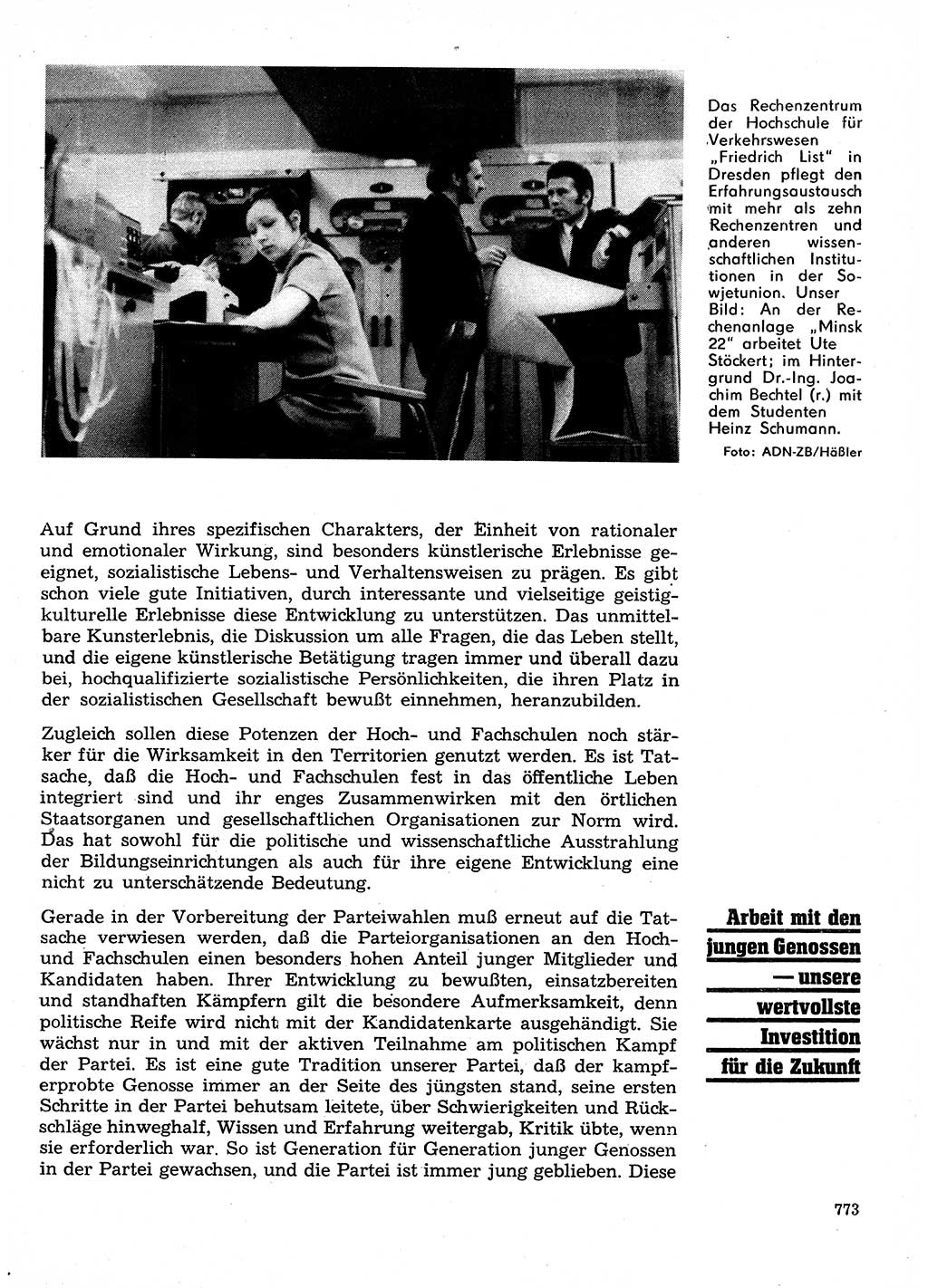 Neuer Weg (NW), Organ des Zentralkomitees (ZK) der SED (Sozialistische Einheitspartei Deutschlands) für Fragen des Parteilebens, 28. Jahrgang [Deutsche Demokratische Republik (DDR)] 1973, Seite 773 (NW ZK SED DDR 1973, S. 773)