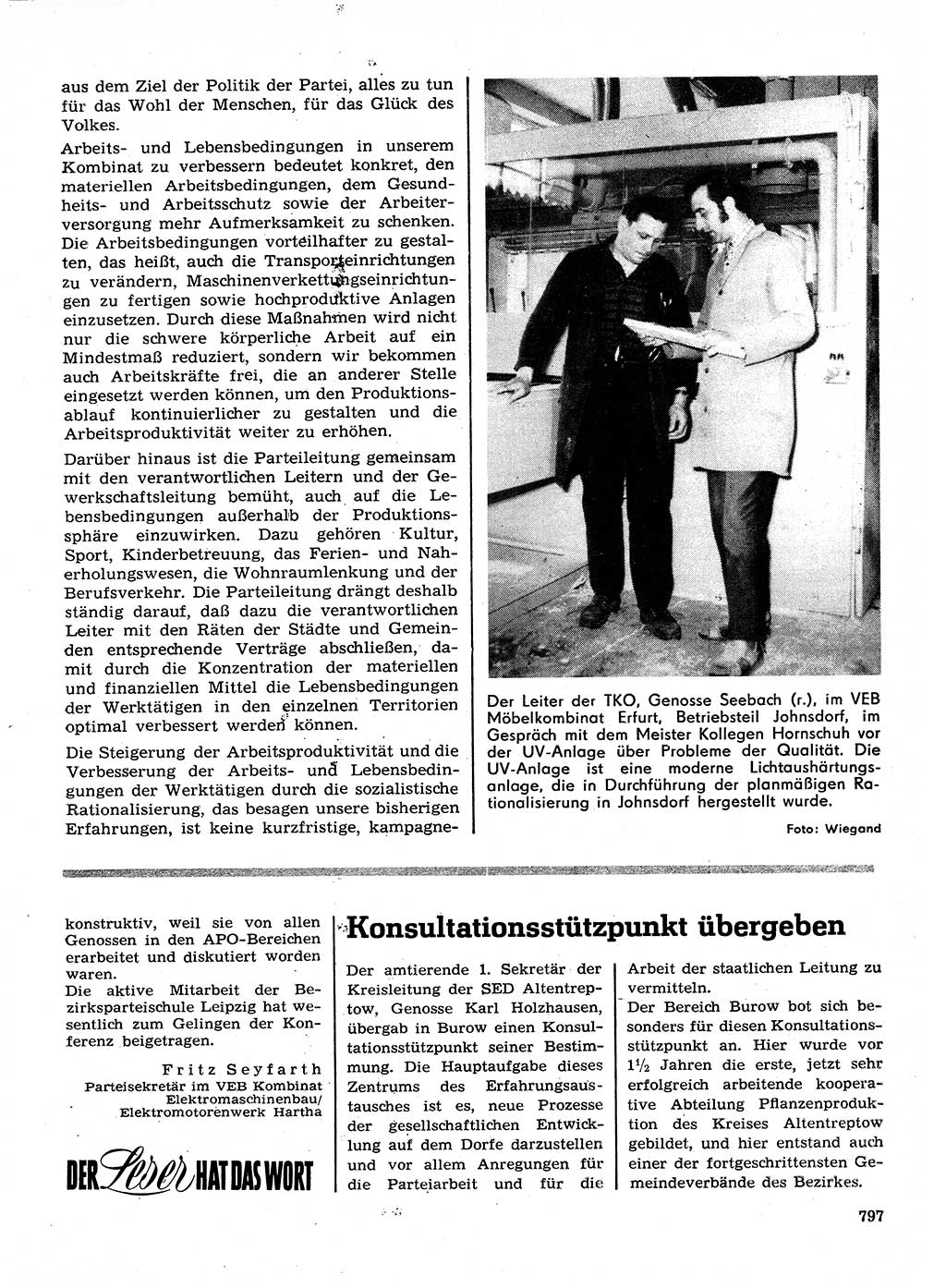 Neuer Weg (NW), Organ des Zentralkomitees (ZK) der SED (Sozialistische Einheitspartei Deutschlands) für Fragen des Parteilebens, 28. Jahrgang [Deutsche Demokratische Republik (DDR)] 1973, Seite 797 (NW ZK SED DDR 1973, S. 797)