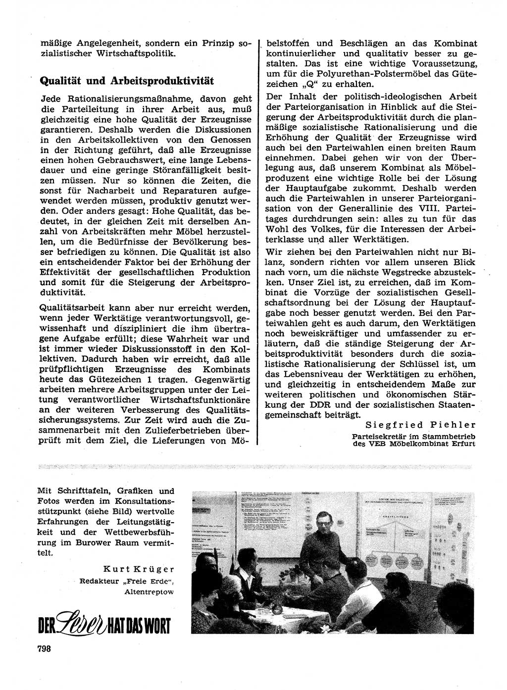 Neuer Weg (NW), Organ des Zentralkomitees (ZK) der SED (Sozialistische Einheitspartei Deutschlands) für Fragen des Parteilebens, 28. Jahrgang [Deutsche Demokratische Republik (DDR)] 1973, Seite 798 (NW ZK SED DDR 1973, S. 798)