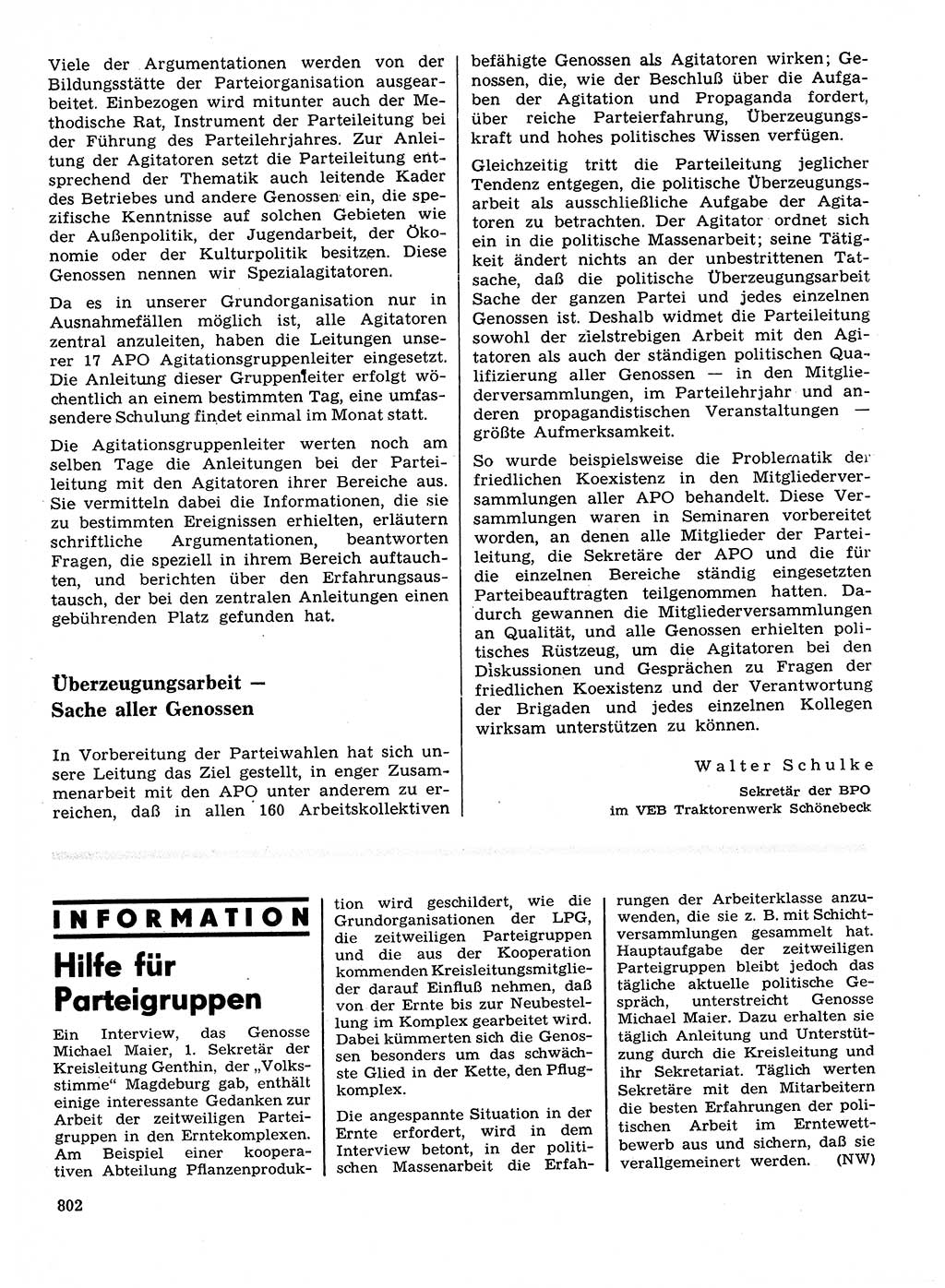Neuer Weg (NW), Organ des Zentralkomitees (ZK) der SED (Sozialistische Einheitspartei Deutschlands) für Fragen des Parteilebens, 28. Jahrgang [Deutsche Demokratische Republik (DDR)] 1973, Seite 802 (NW ZK SED DDR 1973, S. 802)