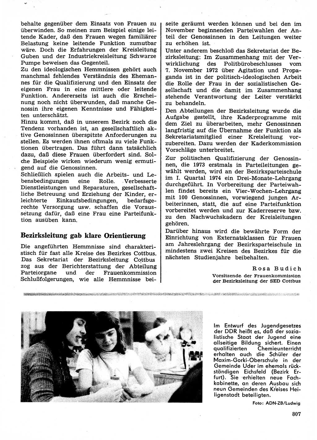 Neuer Weg (NW), Organ des Zentralkomitees (ZK) der SED (Sozialistische Einheitspartei Deutschlands) für Fragen des Parteilebens, 28. Jahrgang [Deutsche Demokratische Republik (DDR)] 1973, Seite 807 (NW ZK SED DDR 1973, S. 807)