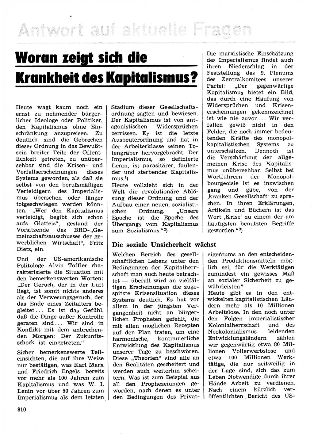 Neuer Weg (NW), Organ des Zentralkomitees (ZK) der SED (Sozialistische Einheitspartei Deutschlands) für Fragen des Parteilebens, 28. Jahrgang [Deutsche Demokratische Republik (DDR)] 1973, Seite 810 (NW ZK SED DDR 1973, S. 810)