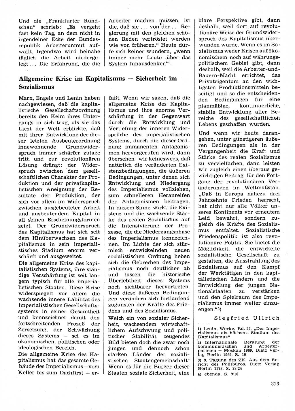 Neuer Weg (NW), Organ des Zentralkomitees (ZK) der SED (Sozialistische Einheitspartei Deutschlands) für Fragen des Parteilebens, 28. Jahrgang [Deutsche Demokratische Republik (DDR)] 1973, Seite 813 (NW ZK SED DDR 1973, S. 813)
