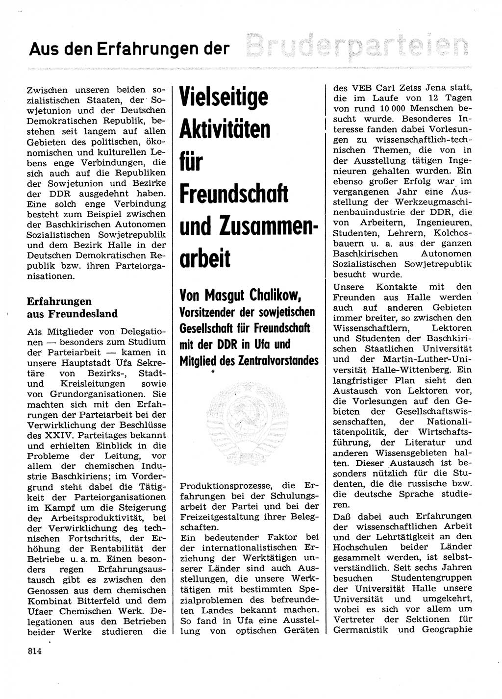 Neuer Weg (NW), Organ des Zentralkomitees (ZK) der SED (Sozialistische Einheitspartei Deutschlands) für Fragen des Parteilebens, 28. Jahrgang [Deutsche Demokratische Republik (DDR)] 1973, Seite 814 (NW ZK SED DDR 1973, S. 814)