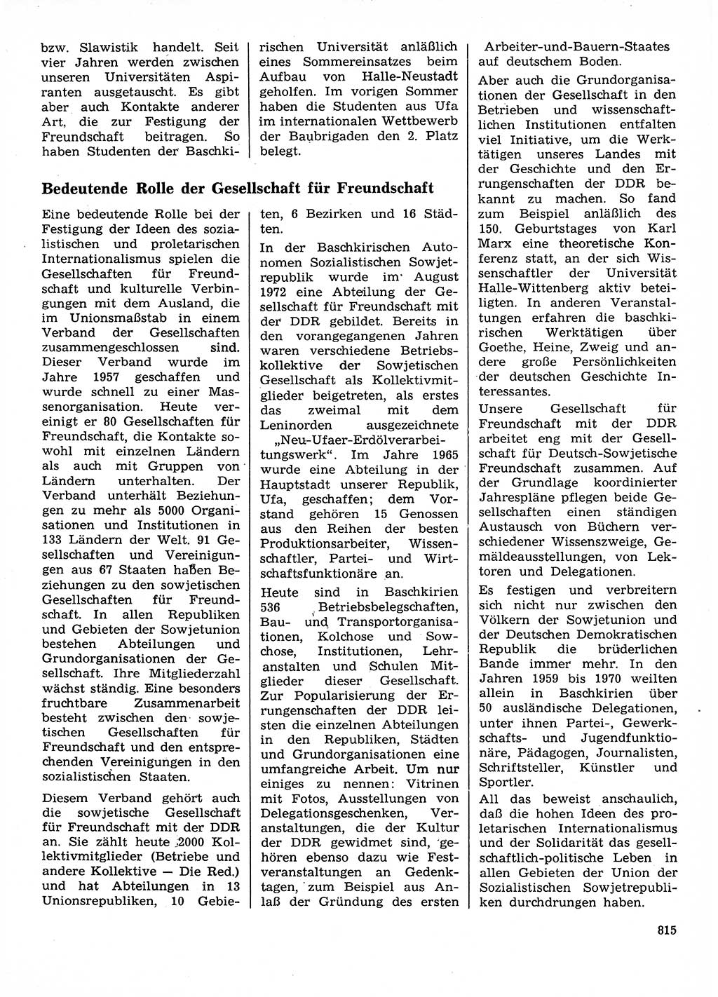 Neuer Weg (NW), Organ des Zentralkomitees (ZK) der SED (Sozialistische Einheitspartei Deutschlands) für Fragen des Parteilebens, 28. Jahrgang [Deutsche Demokratische Republik (DDR)] 1973, Seite 815 (NW ZK SED DDR 1973, S. 815)
