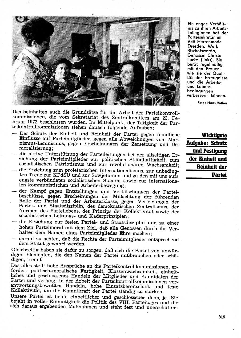 Neuer Weg (NW), Organ des Zentralkomitees (ZK) der SED (Sozialistische Einheitspartei Deutschlands) für Fragen des Parteilebens, 28. Jahrgang [Deutsche Demokratische Republik (DDR)] 1973, Seite 819 (NW ZK SED DDR 1973, S. 819)