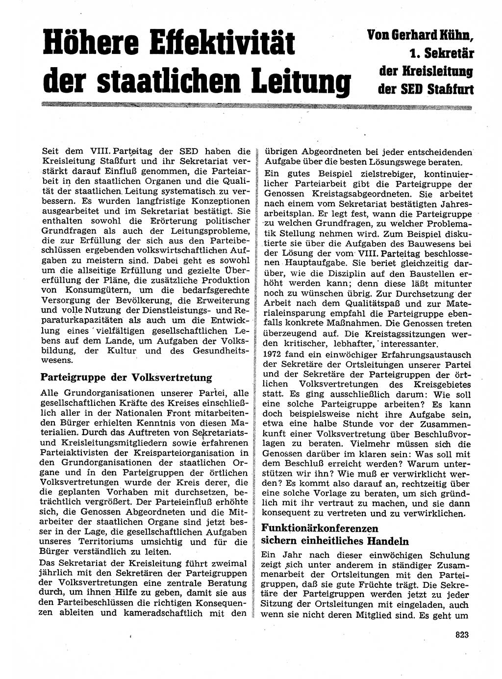 Neuer Weg (NW), Organ des Zentralkomitees (ZK) der SED (Sozialistische Einheitspartei Deutschlands) für Fragen des Parteilebens, 28. Jahrgang [Deutsche Demokratische Republik (DDR)] 1973, Seite 823 (NW ZK SED DDR 1973, S. 823)