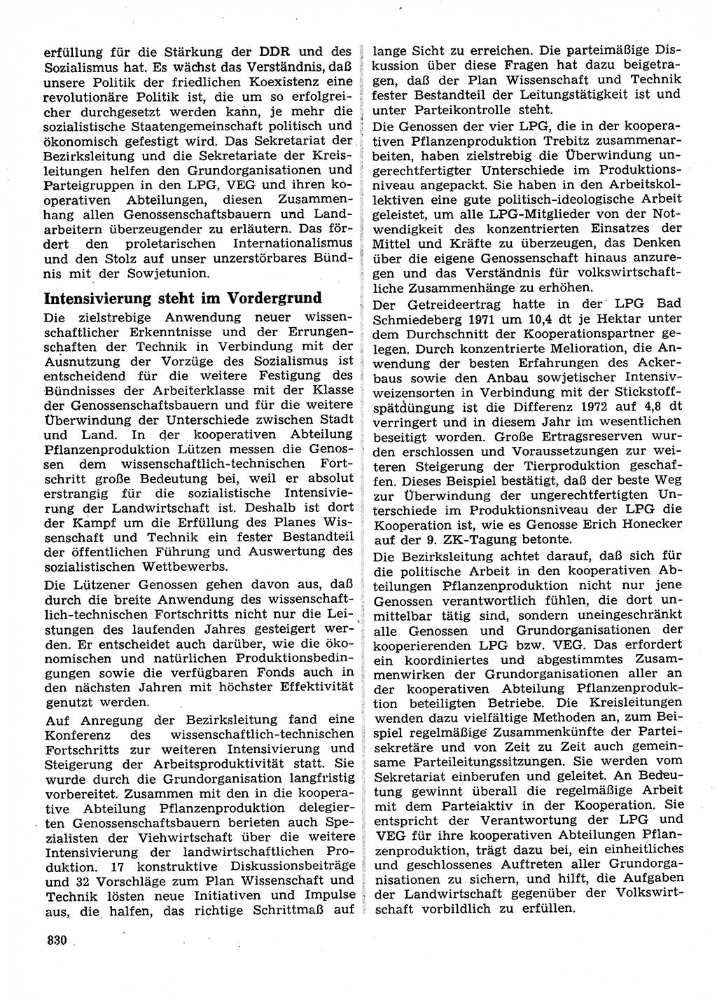 Neuer Weg (NW), Organ des Zentralkomitees (ZK) der SED (Sozialistische Einheitspartei Deutschlands) für Fragen des Parteilebens, 28. Jahrgang [Deutsche Demokratische Republik (DDR)] 1973, Seite 830 (NW ZK SED DDR 1973, S. 830)