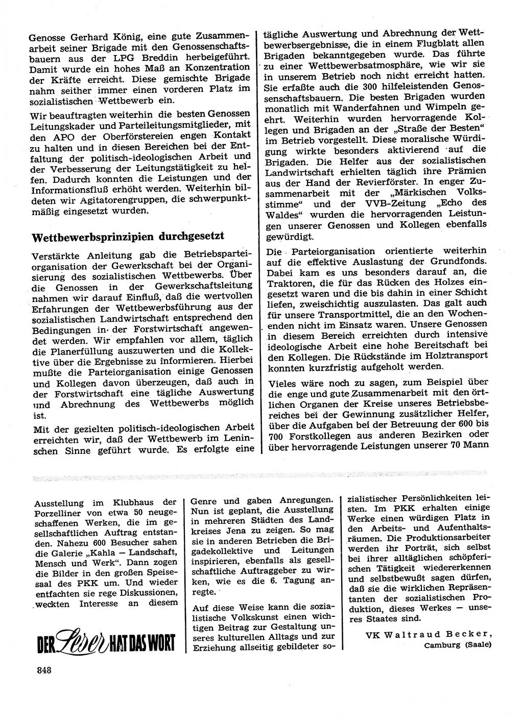 Neuer Weg (NW), Organ des Zentralkomitees (ZK) der SED (Sozialistische Einheitspartei Deutschlands) für Fragen des Parteilebens, 28. Jahrgang [Deutsche Demokratische Republik (DDR)] 1973, Seite 848 (NW ZK SED DDR 1973, S. 848)