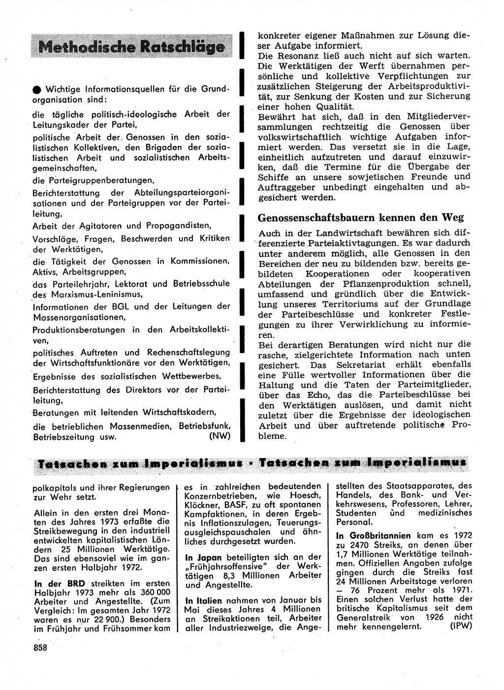 Neuer Weg (NW), Organ des Zentralkomitees (ZK) der SED (Sozialistische Einheitspartei Deutschlands) für Fragen des Parteilebens, 28. Jahrgang [Deutsche Demokratische Republik (DDR)] 1973, Seite 858 (NW ZK SED DDR 1973, S. 858)