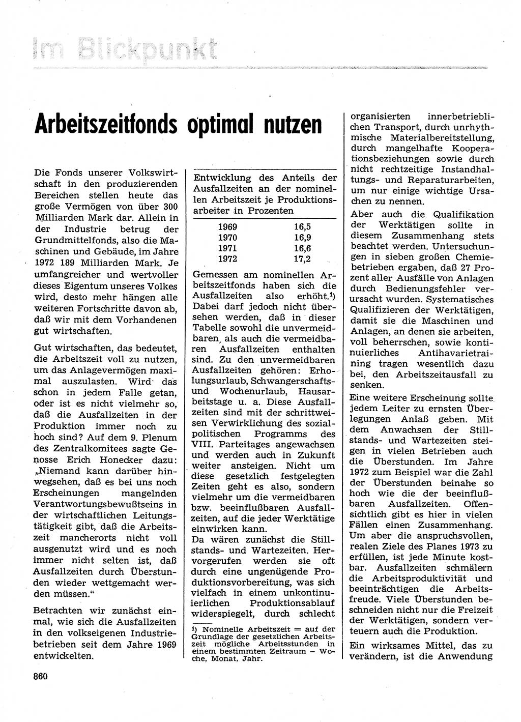 Neuer Weg (NW), Organ des Zentralkomitees (ZK) der SED (Sozialistische Einheitspartei Deutschlands) für Fragen des Parteilebens, 28. Jahrgang [Deutsche Demokratische Republik (DDR)] 1973, Seite 860 (NW ZK SED DDR 1973, S. 860)