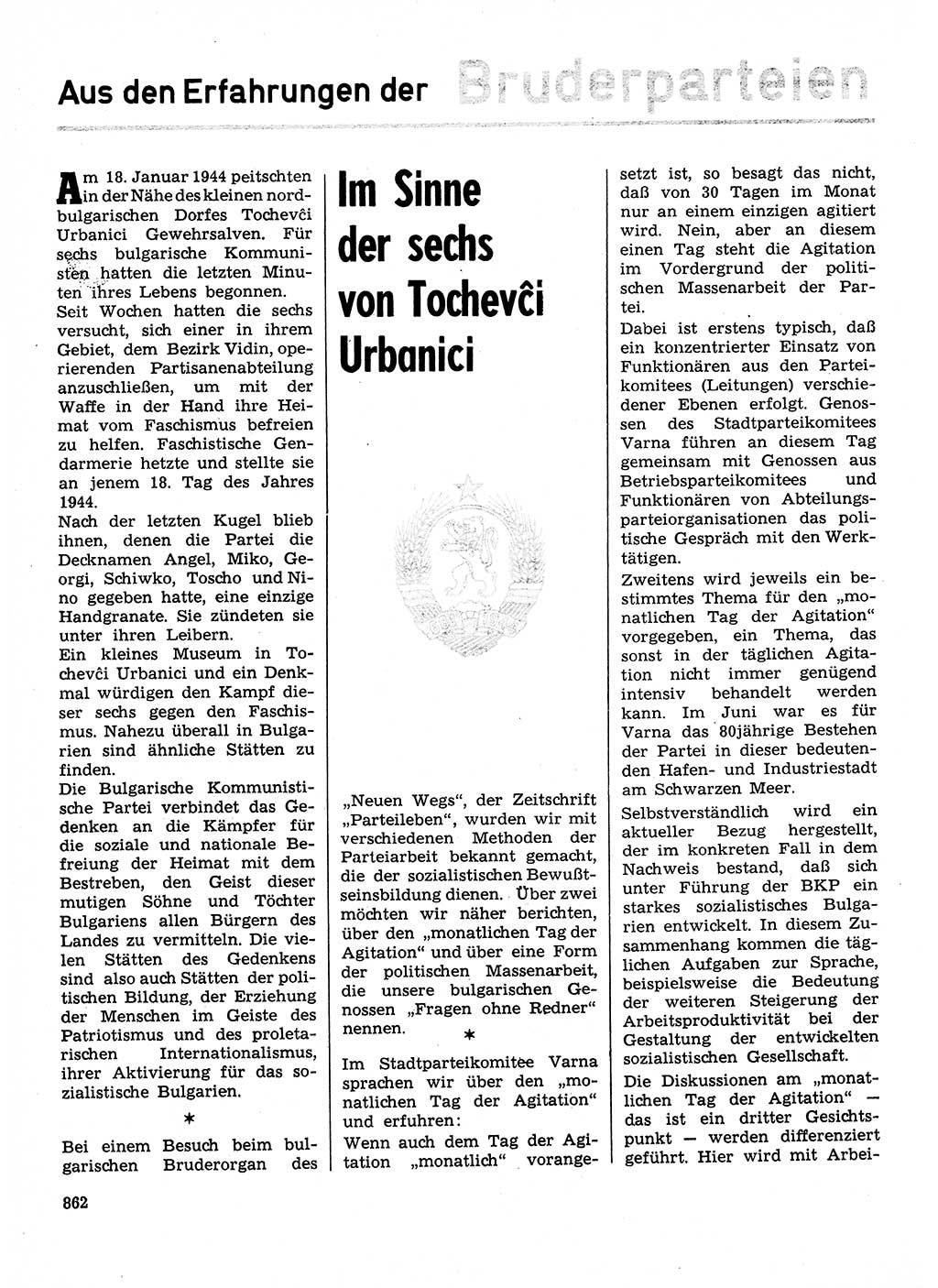 Neuer Weg (NW), Organ des Zentralkomitees (ZK) der SED (Sozialistische Einheitspartei Deutschlands) für Fragen des Parteilebens, 28. Jahrgang [Deutsche Demokratische Republik (DDR)] 1973, Seite 862 (NW ZK SED DDR 1973, S. 862)