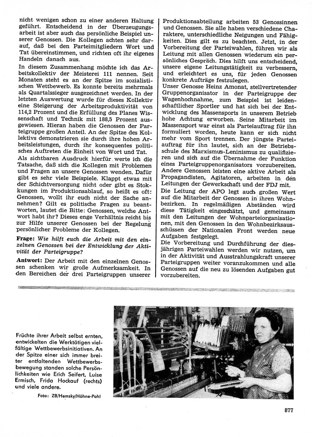 Neuer Weg (NW), Organ des Zentralkomitees (ZK) der SED (Sozialistische Einheitspartei Deutschlands) für Fragen des Parteilebens, 28. Jahrgang [Deutsche Demokratische Republik (DDR)] 1973, Seite 877 (NW ZK SED DDR 1973, S. 877)