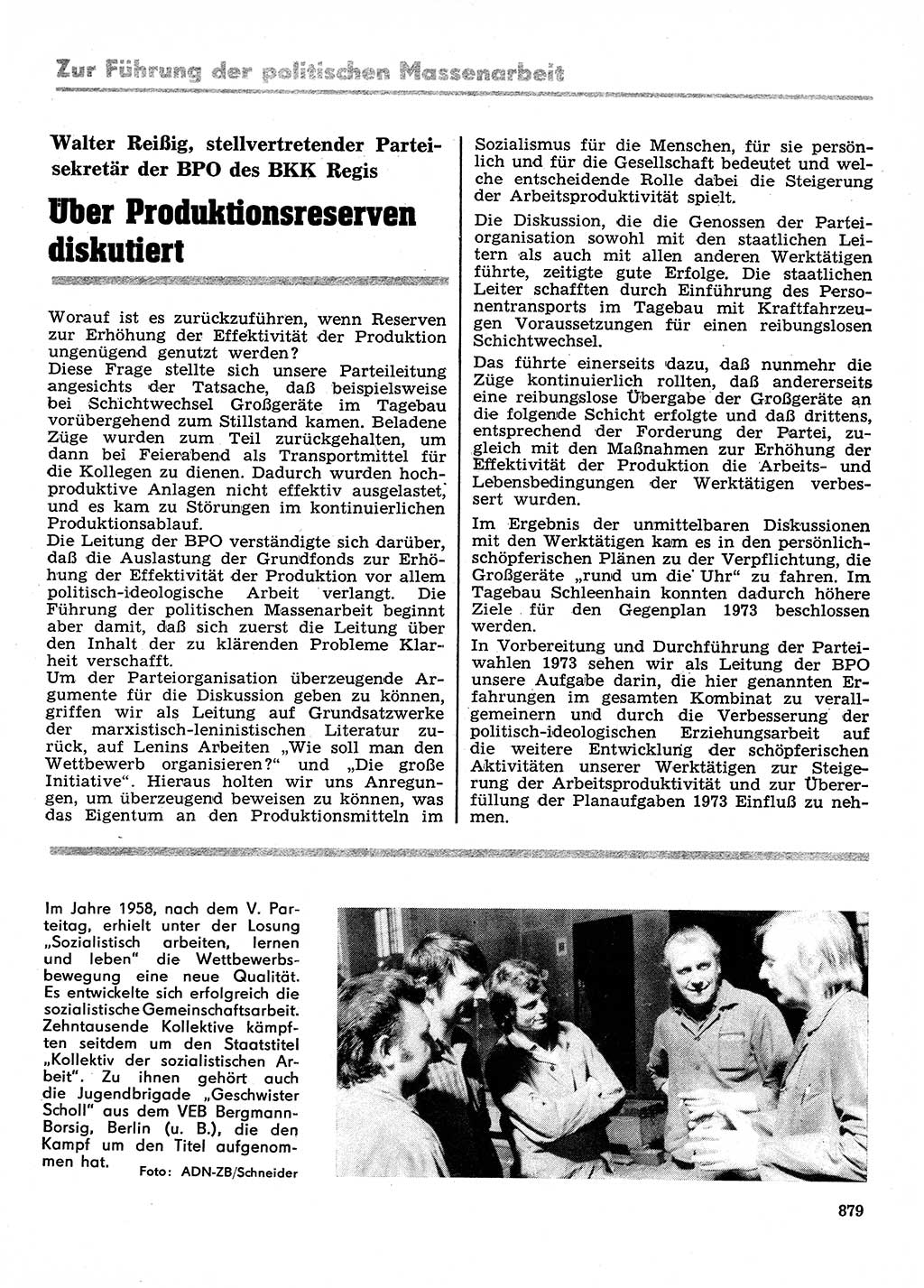 Neuer Weg (NW), Organ des Zentralkomitees (ZK) der SED (Sozialistische Einheitspartei Deutschlands) für Fragen des Parteilebens, 28. Jahrgang [Deutsche Demokratische Republik (DDR)] 1973, Seite 879 (NW ZK SED DDR 1973, S. 879)