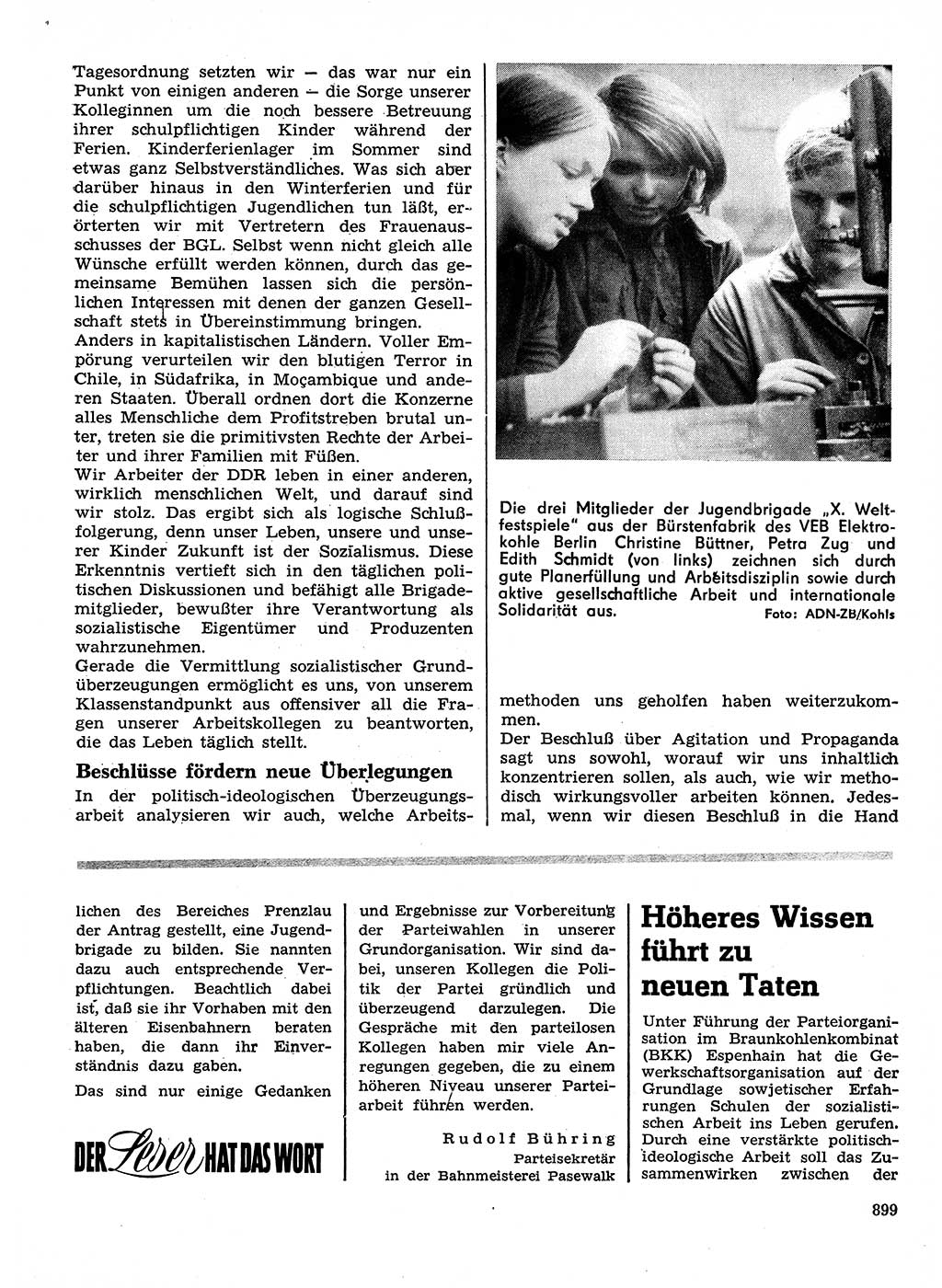 Neuer Weg (NW), Organ des Zentralkomitees (ZK) der SED (Sozialistische Einheitspartei Deutschlands) für Fragen des Parteilebens, 28. Jahrgang [Deutsche Demokratische Republik (DDR)] 1973, Seite 899 (NW ZK SED DDR 1973, S. 899)