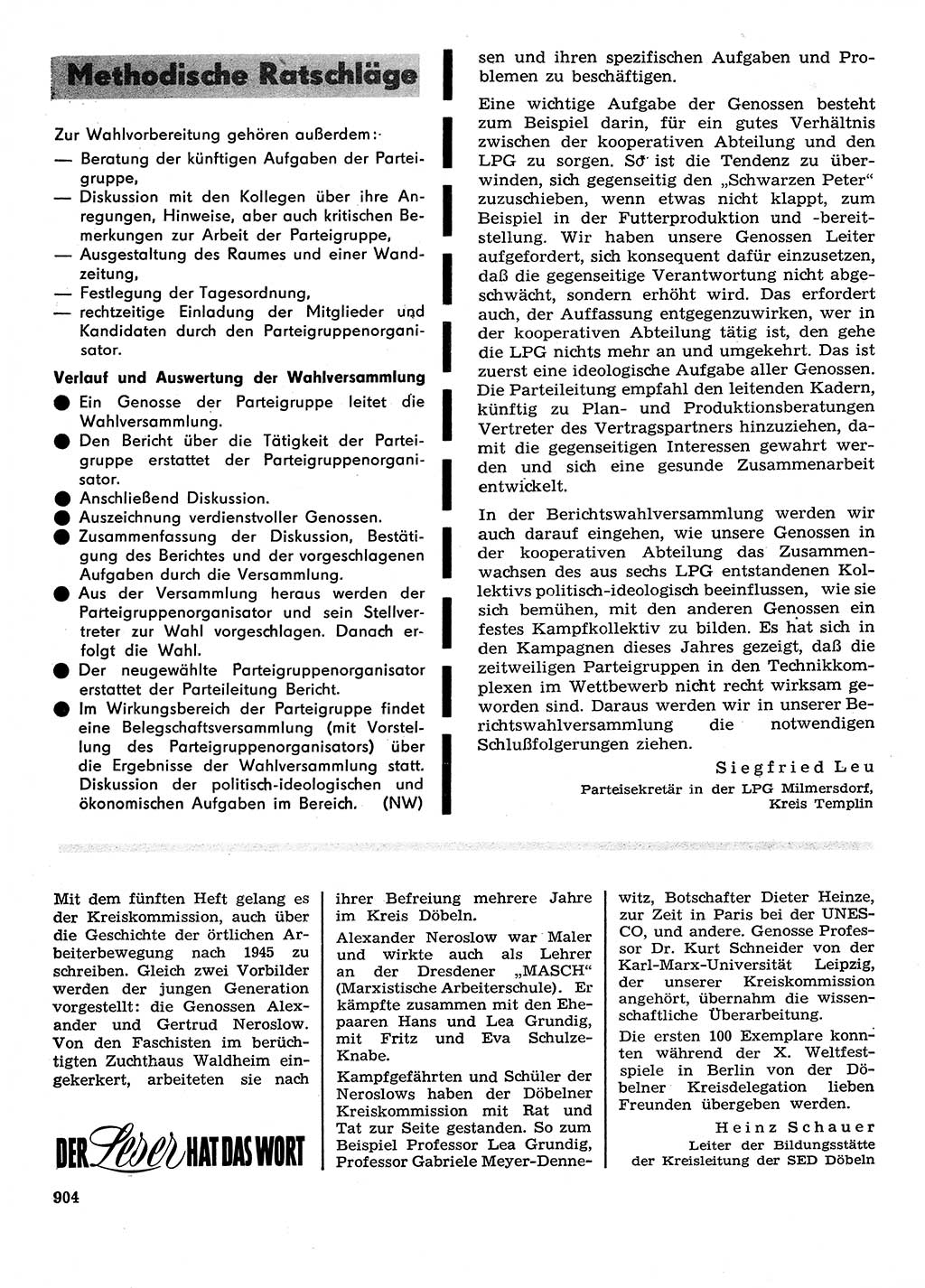 Neuer Weg (NW), Organ des Zentralkomitees (ZK) der SED (Sozialistische Einheitspartei Deutschlands) für Fragen des Parteilebens, 28. Jahrgang [Deutsche Demokratische Republik (DDR)] 1973, Seite 904 (NW ZK SED DDR 1973, S. 904)
