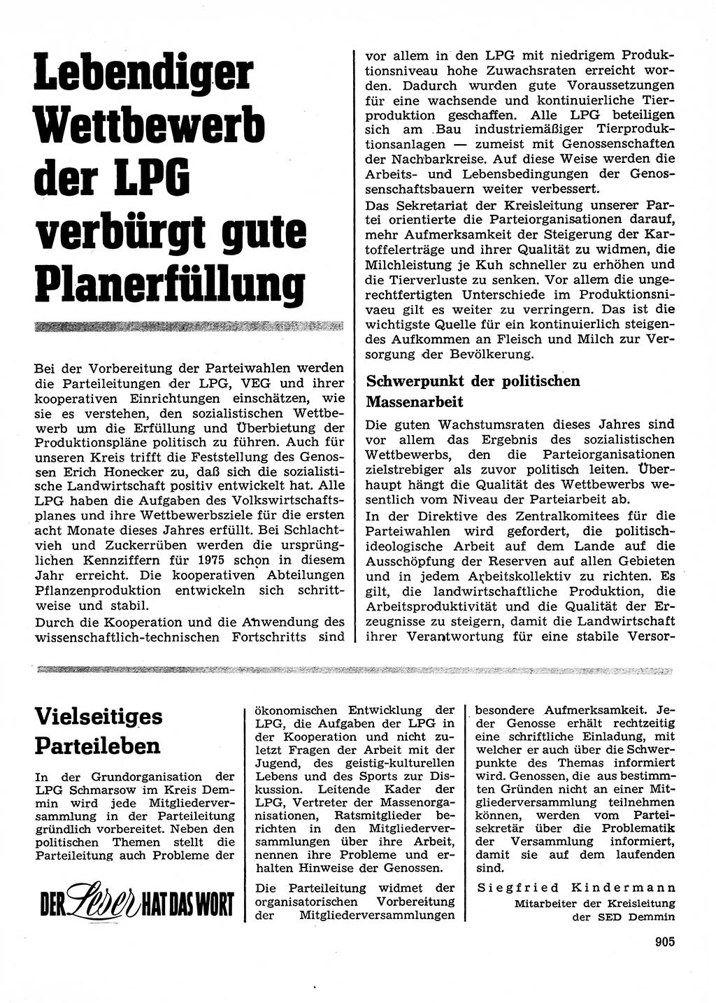Neuer Weg (NW), Organ des Zentralkomitees (ZK) der SED (Sozialistische Einheitspartei Deutschlands) für Fragen des Parteilebens, 28. Jahrgang [Deutsche Demokratische Republik (DDR)] 1973, Seite 905 (NW ZK SED DDR 1973, S. 905)