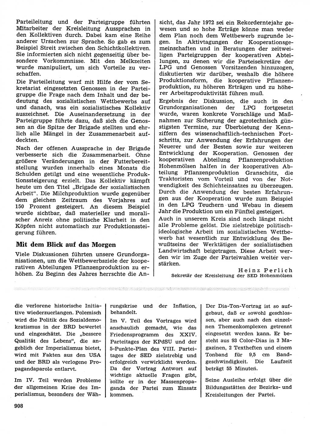 Neuer Weg (NW), Organ des Zentralkomitees (ZK) der SED (Sozialistische Einheitspartei Deutschlands) für Fragen des Parteilebens, 28. Jahrgang [Deutsche Demokratische Republik (DDR)] 1973, Seite 908 (NW ZK SED DDR 1973, S. 908)