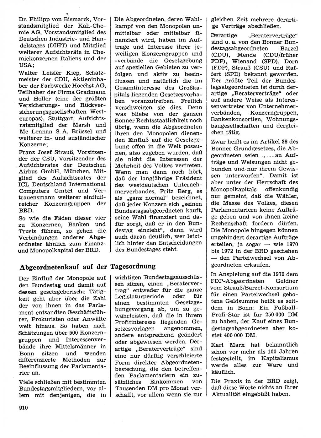 Neuer Weg (NW), Organ des Zentralkomitees (ZK) der SED (Sozialistische Einheitspartei Deutschlands) für Fragen des Parteilebens, 28. Jahrgang [Deutsche Demokratische Republik (DDR)] 1973, Seite 910 (NW ZK SED DDR 1973, S. 910)