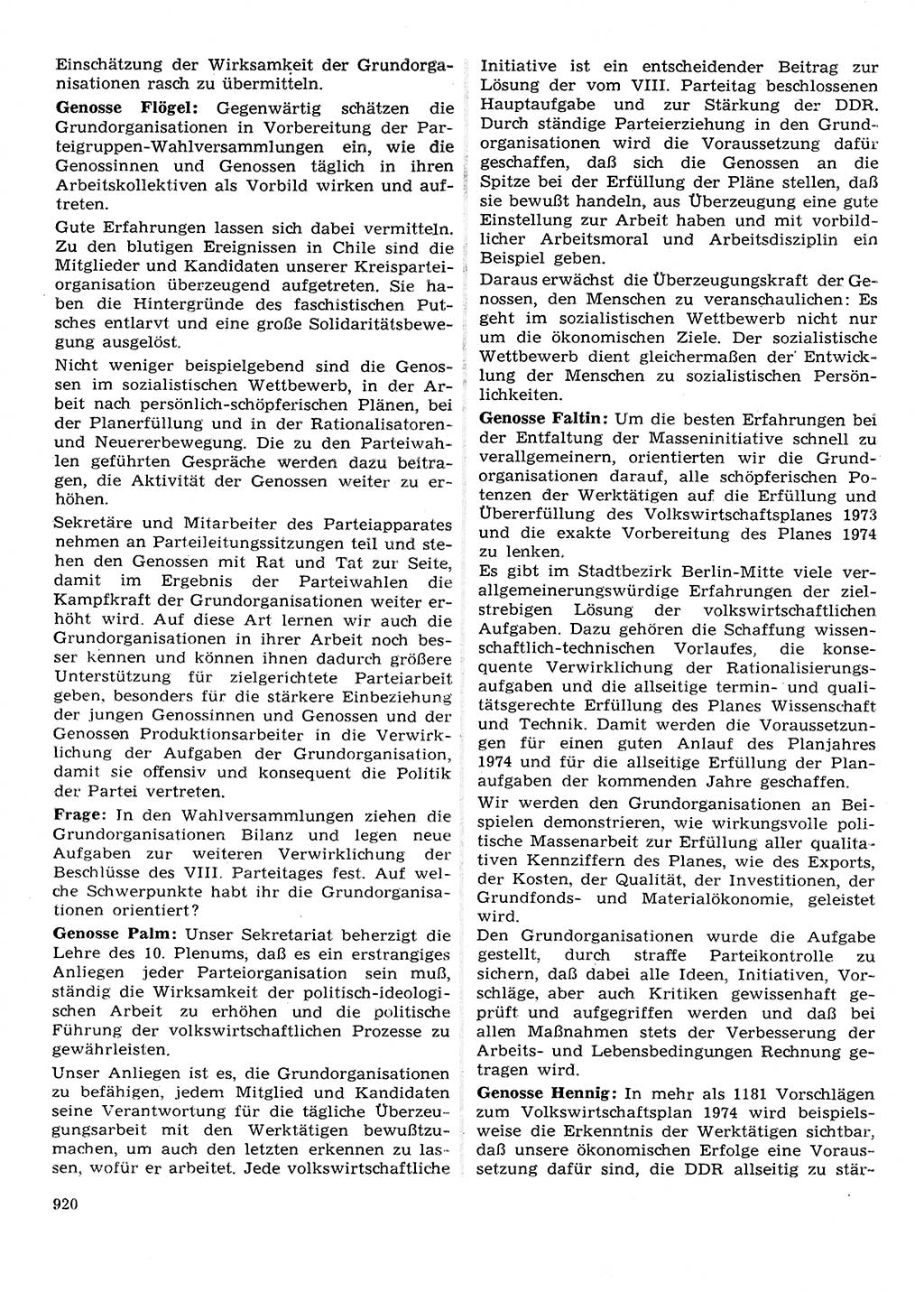 Neuer Weg (NW), Organ des Zentralkomitees (ZK) der SED (Sozialistische Einheitspartei Deutschlands) für Fragen des Parteilebens, 28. Jahrgang [Deutsche Demokratische Republik (DDR)] 1973, Seite 920 (NW ZK SED DDR 1973, S. 920)