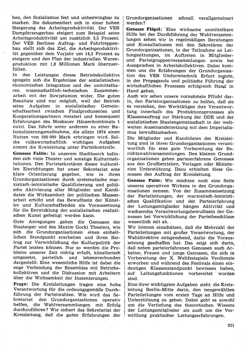 Neuer Weg (NW), Organ des Zentralkomitees (ZK) der SED (Sozialistische Einheitspartei Deutschlands) für Fragen des Parteilebens, 28. Jahrgang [Deutsche Demokratische Republik (DDR)] 1973, Seite 921 (NW ZK SED DDR 1973, S. 921)