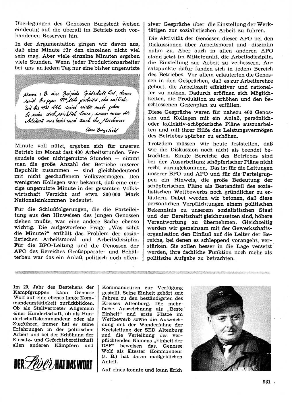Neuer Weg (NW), Organ des Zentralkomitees (ZK) der SED (Sozialistische Einheitspartei Deutschlands) für Fragen des Parteilebens, 28. Jahrgang [Deutsche Demokratische Republik (DDR)] 1973, Seite 931 (NW ZK SED DDR 1973, S. 931)