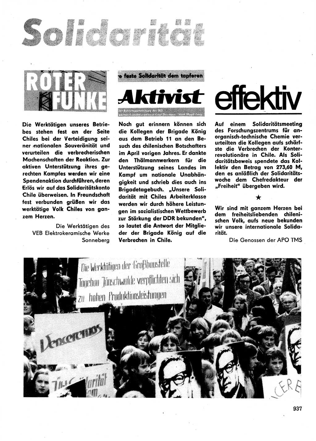 Neuer Weg (NW), Organ des Zentralkomitees (ZK) der SED (Sozialistische Einheitspartei Deutschlands) für Fragen des Parteilebens, 28. Jahrgang [Deutsche Demokratische Republik (DDR)] 1973, Seite 937 (NW ZK SED DDR 1973, S. 937)