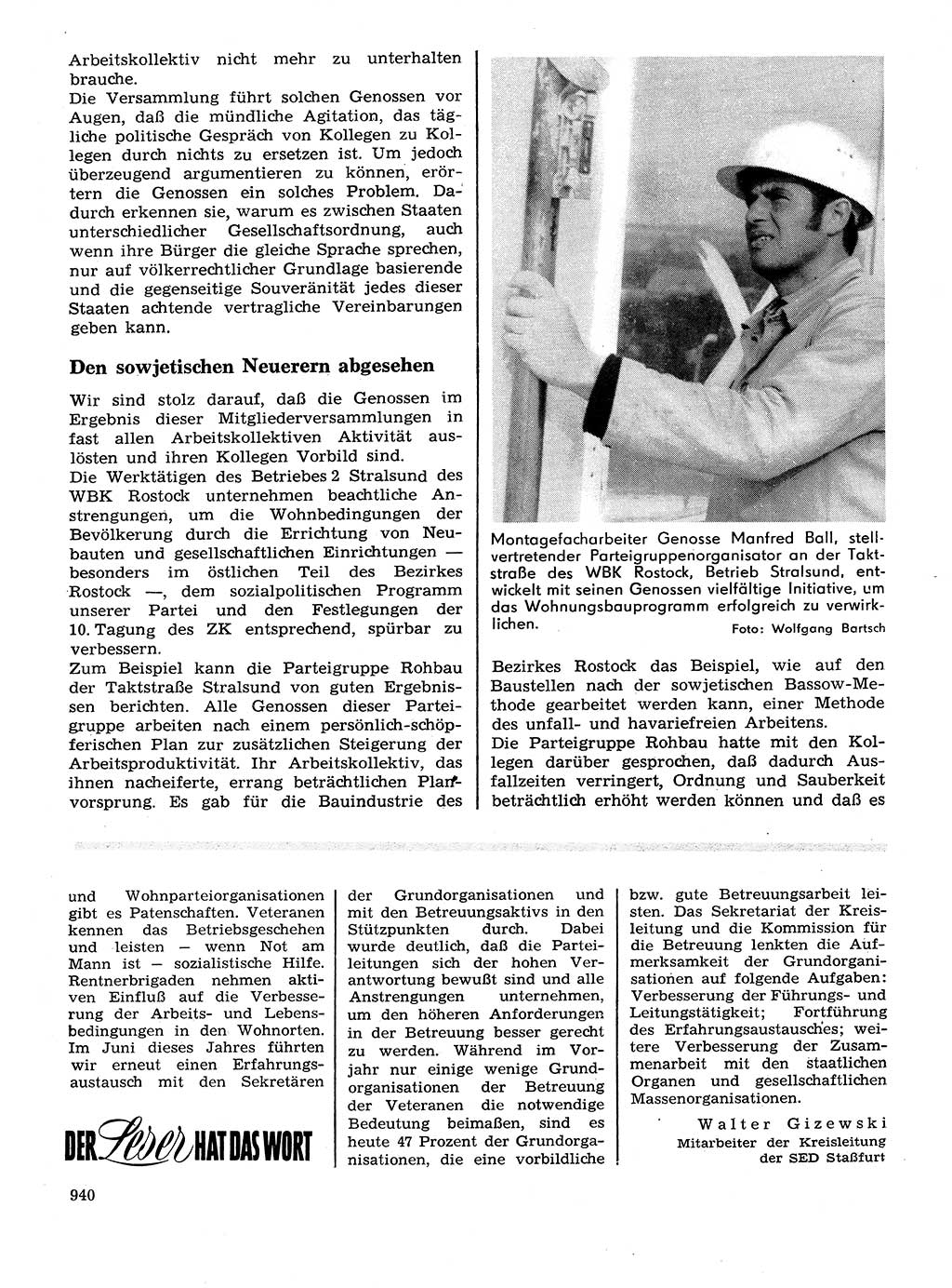 Neuer Weg (NW), Organ des Zentralkomitees (ZK) der SED (Sozialistische Einheitspartei Deutschlands) für Fragen des Parteilebens, 28. Jahrgang [Deutsche Demokratische Republik (DDR)] 1973, Seite 940 (NW ZK SED DDR 1973, S. 940)