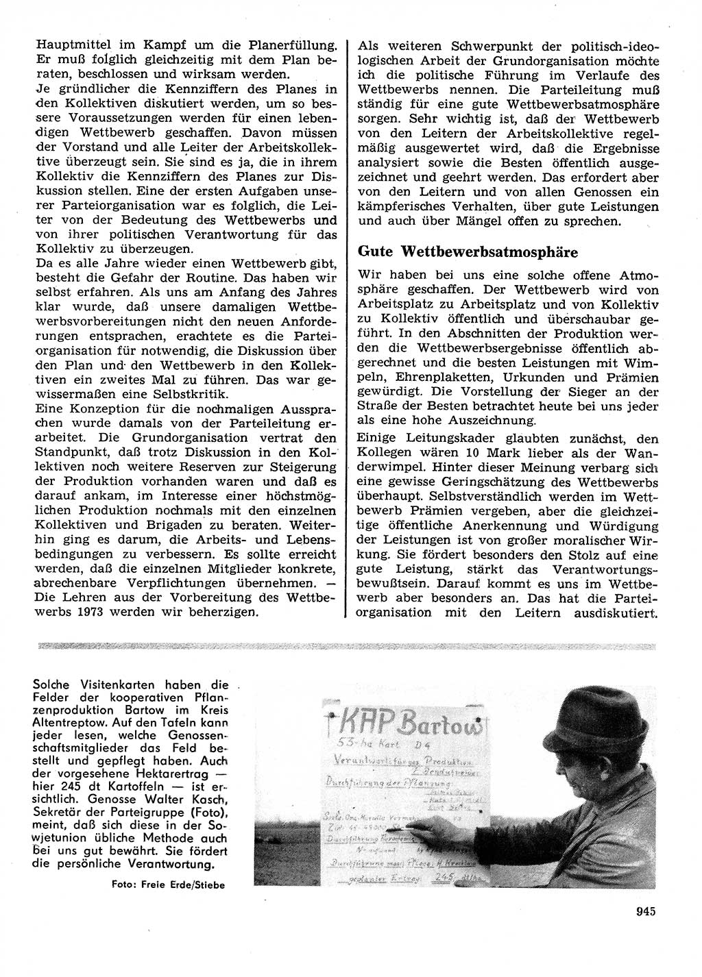Neuer Weg (NW), Organ des Zentralkomitees (ZK) der SED (Sozialistische Einheitspartei Deutschlands) für Fragen des Parteilebens, 28. Jahrgang [Deutsche Demokratische Republik (DDR)] 1973, Seite 945 (NW ZK SED DDR 1973, S. 945)