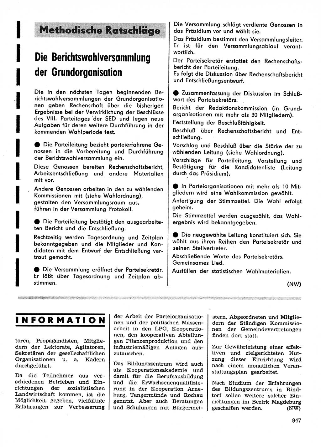 Neuer Weg (NW), Organ des Zentralkomitees (ZK) der SED (Sozialistische Einheitspartei Deutschlands) für Fragen des Parteilebens, 28. Jahrgang [Deutsche Demokratische Republik (DDR)] 1973, Seite 947 (NW ZK SED DDR 1973, S. 947)
