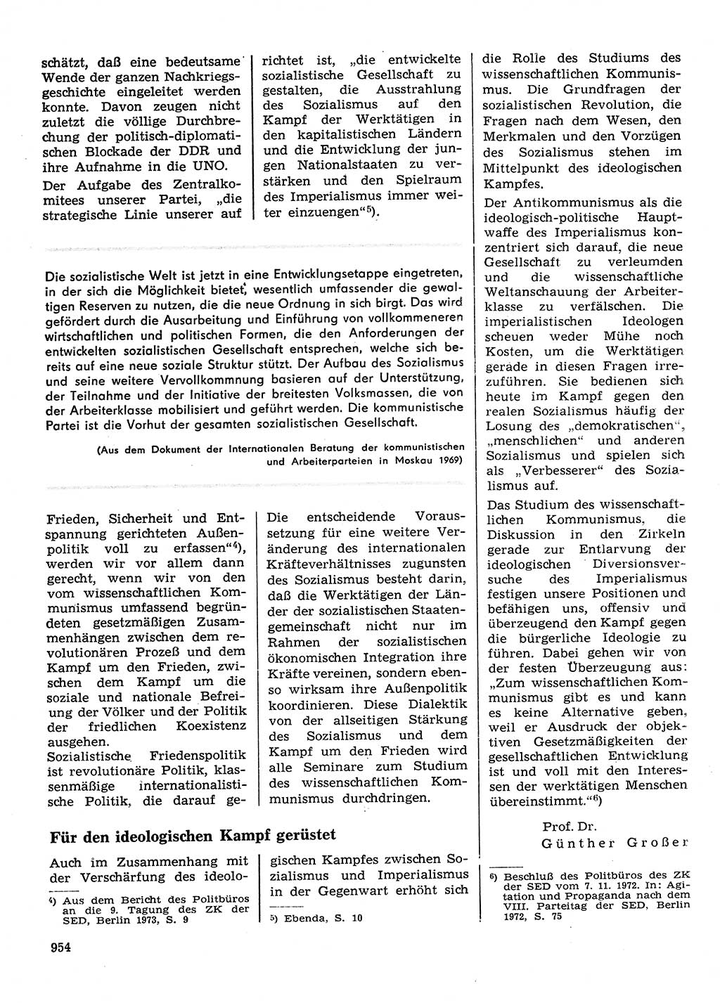 Neuer Weg (NW), Organ des Zentralkomitees (ZK) der SED (Sozialistische Einheitspartei Deutschlands) für Fragen des Parteilebens, 28. Jahrgang [Deutsche Demokratische Republik (DDR)] 1973, Seite 954 (NW ZK SED DDR 1973, S. 954)